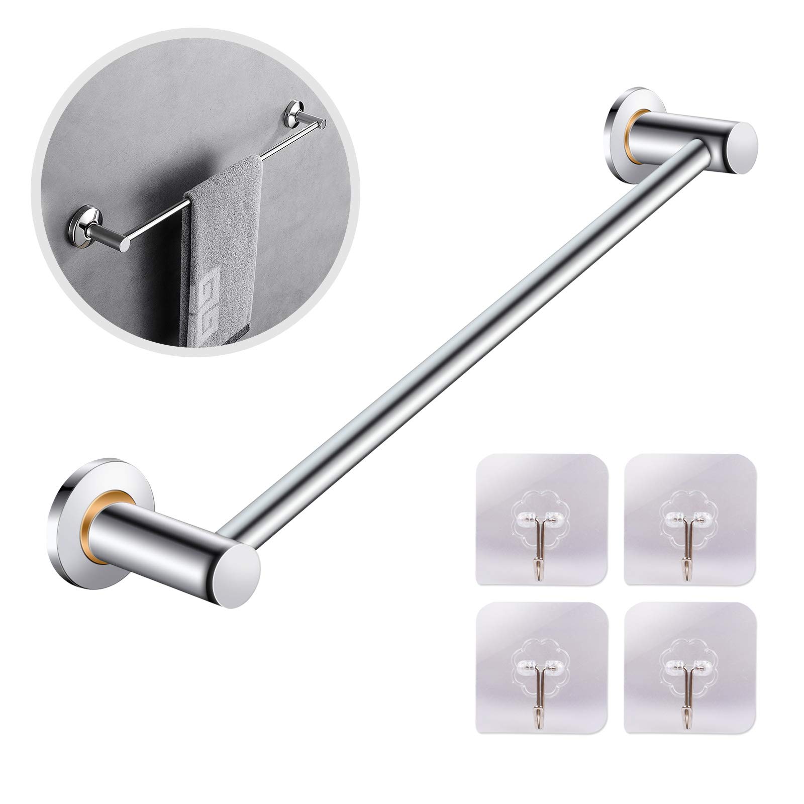 38cm Stainless Steel Towel Rail - Brushed Silver Bathroom & Kitchen Towel Holder, Organizer Rack for Hand & Bath Towels - Perfect for Modern Bathroom & Kitchen Decor