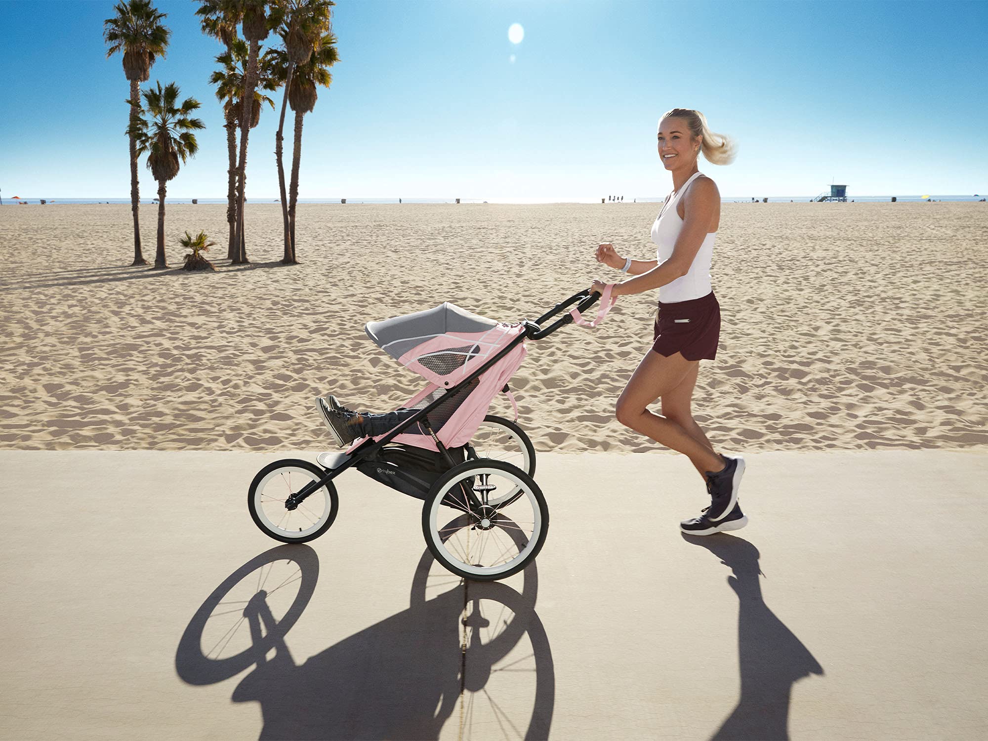 Cybex AVI Jogging Stroller Frame - Lightweight & Durable Baby Stroller in Cream & Orange | Perfect for Running, Walking & Outdoor Adventures with Your Baby