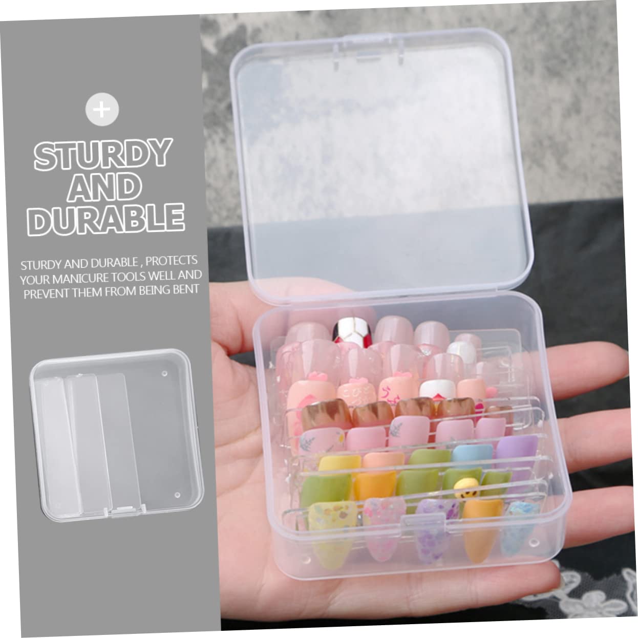 LALAFINA 2 Sets Empty Nail Tips Container - Nail Art Display Stand & Fake Nails Storage Case - Keep Artificial Nails Organized & Accessible - Perfect for Salon, Home Manicure & Nail Art Enthusiasts