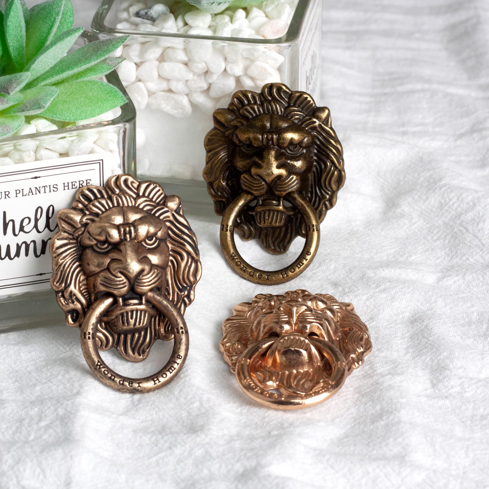 2 Pack Lion Head Cell Phone Ring Holder Stand - Polished Metal Phone Grip & Kickstand for iPhone, Samsung, Smartphones - Gold (Perfect for Selfies, Watching Videos & Secure Grip)