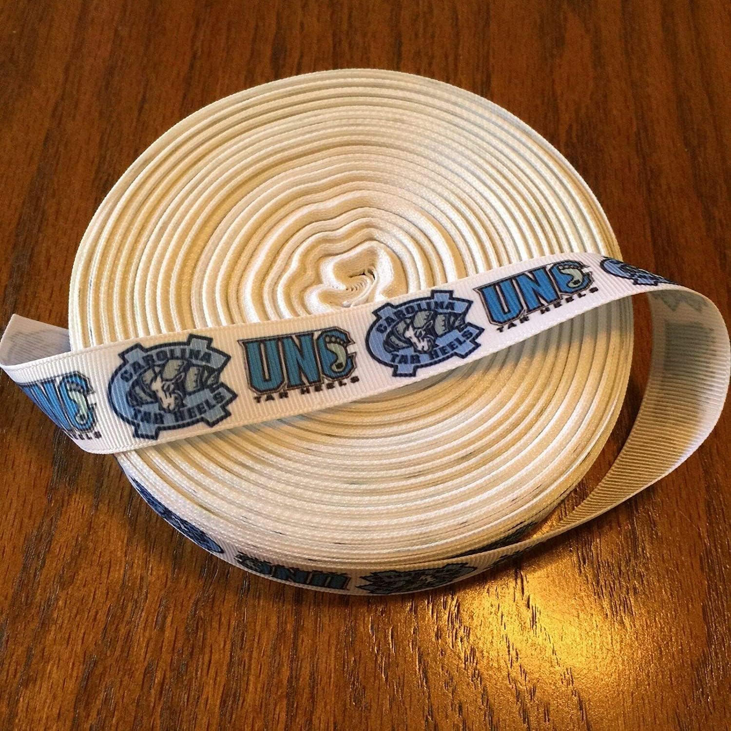 7/8 Inch UNC Grosgrain Ribbon - Premium Tarheels Printed Ribbon for Hair Bows, DIY Crafts, Gift Wrapping & Scrapbooking (3 Yards) - Perfect for Party Decorations, Wedding Favors & Fashion Accessories