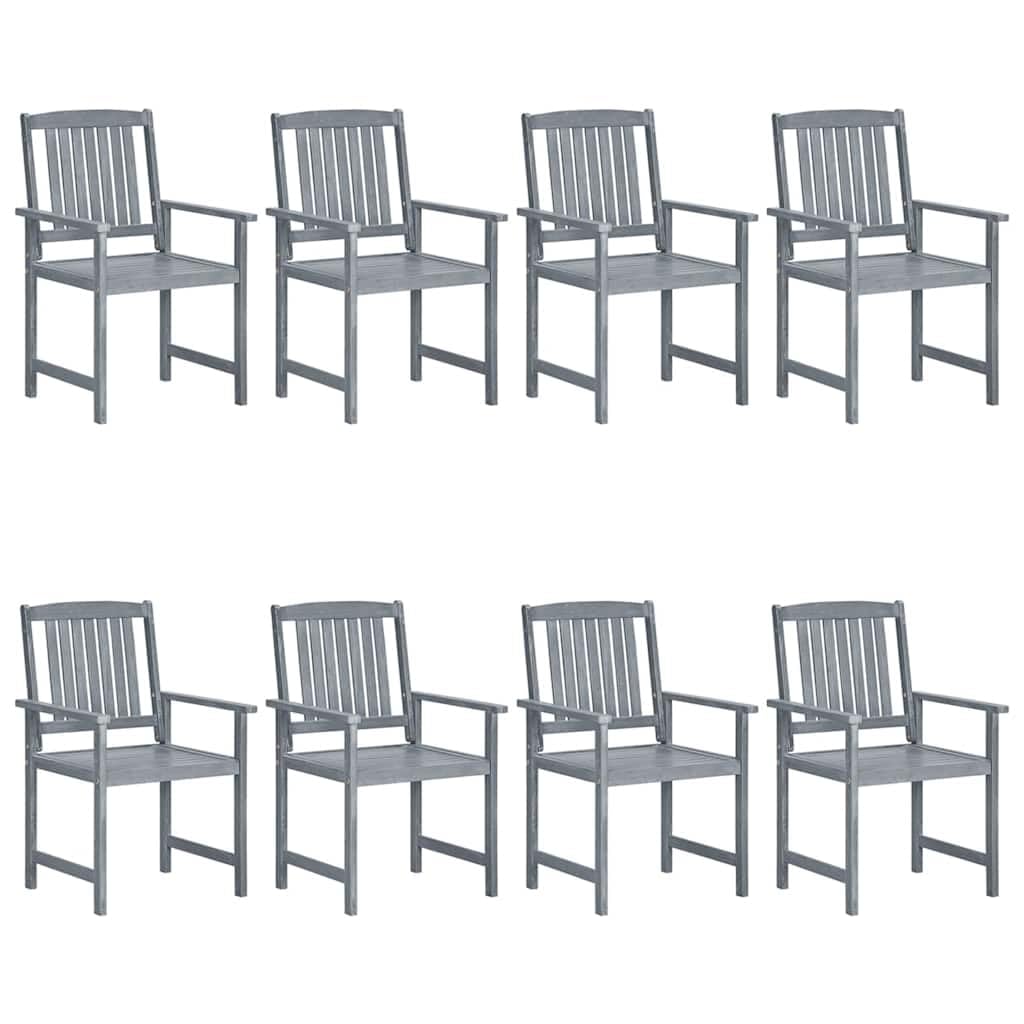 8-Piece Solid Acacia Wood Patio Dining Set with Cushions - Outdoor Garden Furniture for Backyard, Terrace & Poolside (Gray) - Perfect for Al Fresco Dining & Outdoor Entertaining