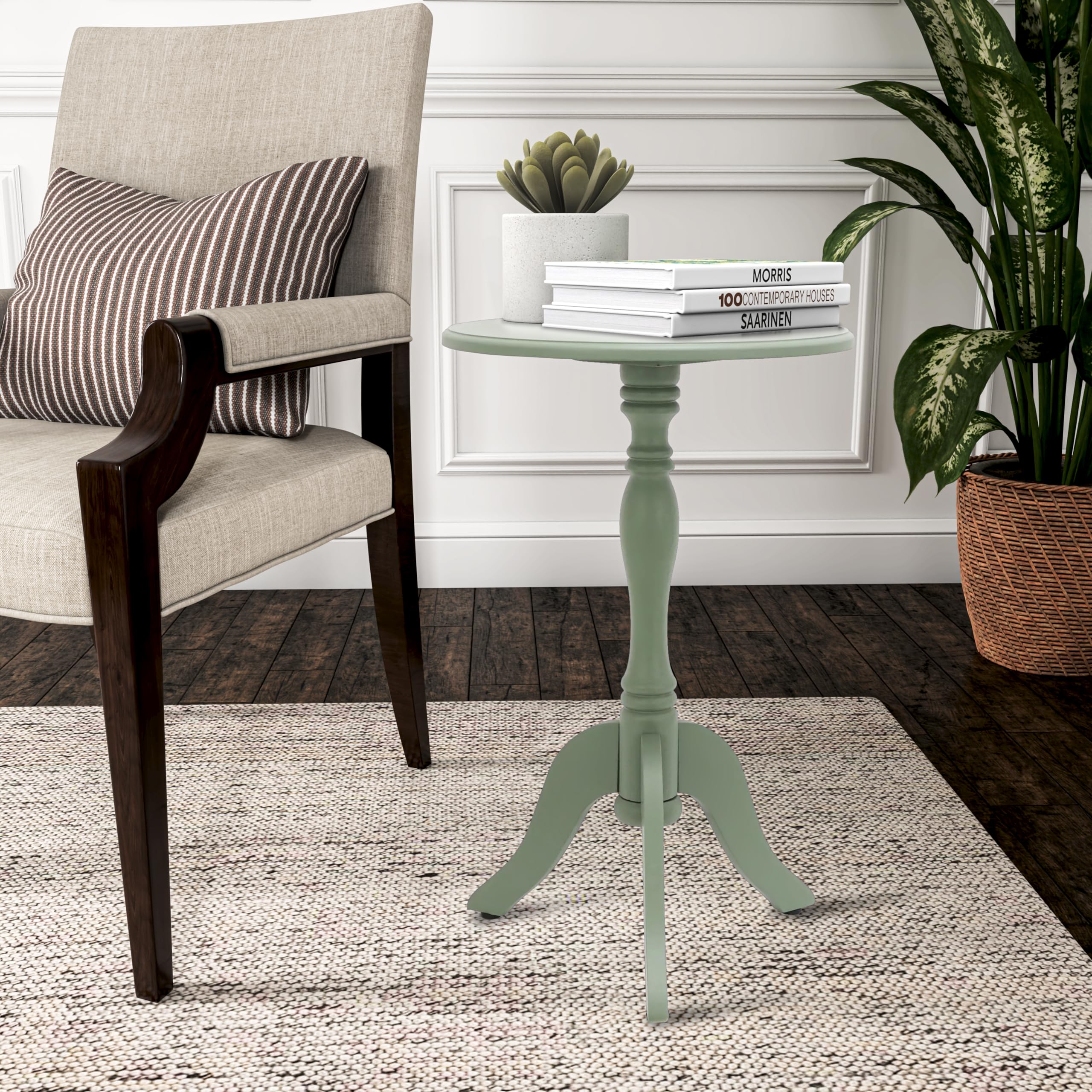 Decor Therapy Simplify Pedestal Accent Table - Olive Branch Design, Modern Side Table for Living Room, Bedroom, or Office Decor
