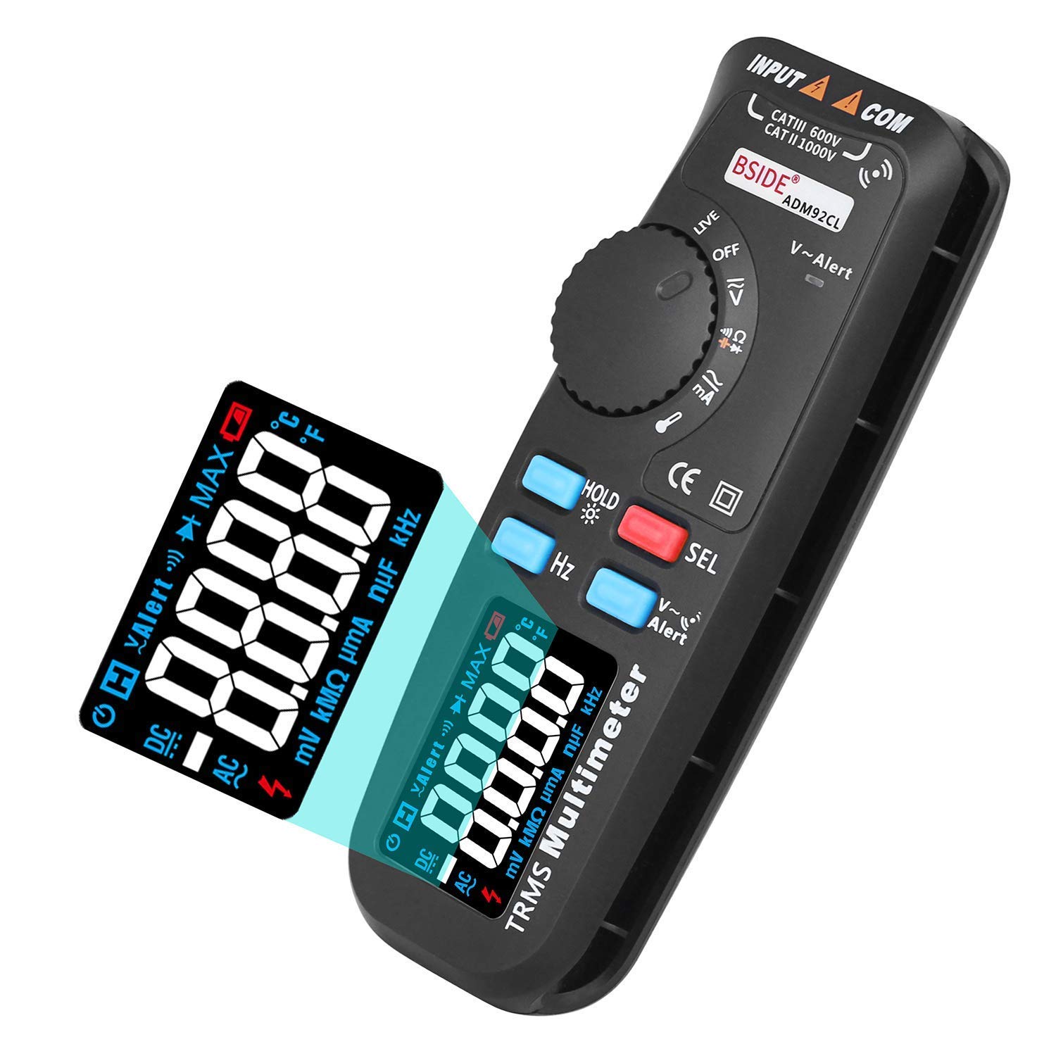 ADM92CL Digital Multimeter 6000 TRMS Auto-Ranging Tester with Color Display, Live Wire Check, Temp/Hz/Ohm/Diode Measurement - Perfect for Electricians, DIY Home Repairs & Automotive Diagnostics