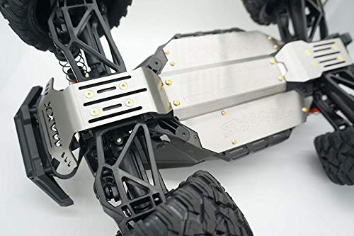 GPM Stainless Steel Skid Plates 36Pc Set for Traxxas 1/10 Maxx 4WD Monster Truck - Front, Center & Rear Chassis Upgrade Parts (Hollow Version) | Off-Road Protection & Durability Enhancement