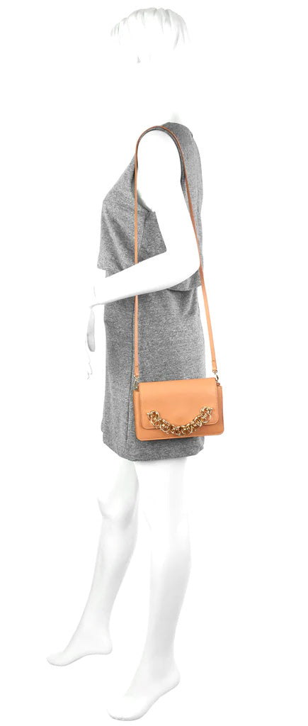 Chloe Drew Bijou Tan Blush Smooth Calfskin Crossbody Clutch Bag - Stylish Women's Shoulder Purse for Evening Parties & Date Nights