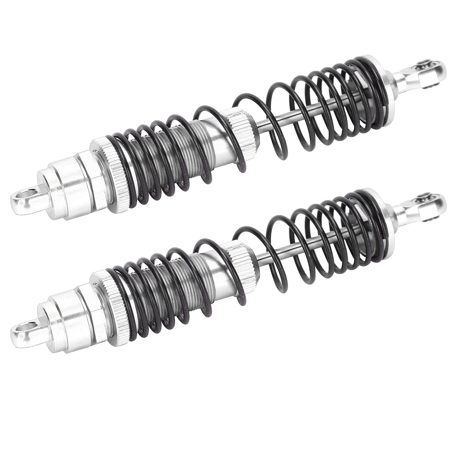 Alomejor 2Pcs 110mm 1/10 Scale RC Car Shock Absorber Set - Front & Rear Upgrade Parts with Springs & Damper (Silver) | Perfect for Off-Road RC Trucks, Crawlers & Drift Cars