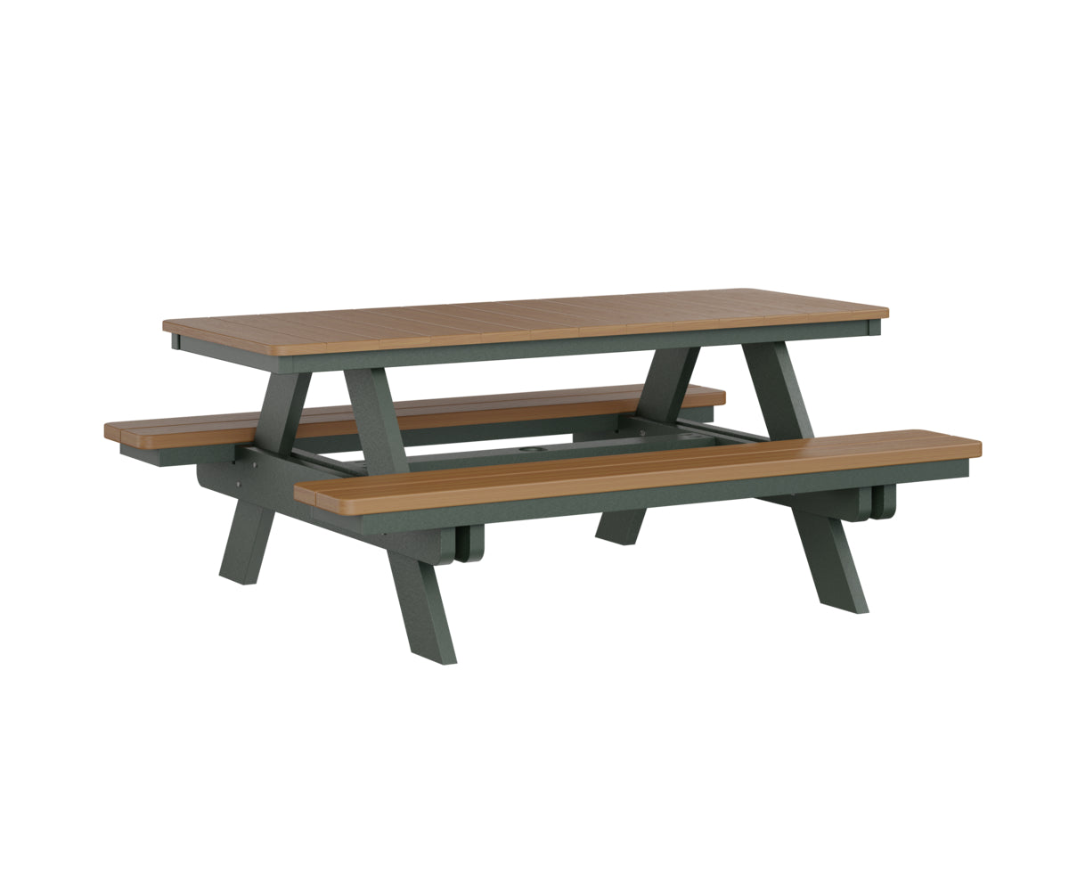 Berlin Gardens Rectangular Picnic Table - Outdoor Dining Set for Patio, Backyard, and Park - Heavy Duty Weather-Resistant Wooden Picnic Bench with Umbrella Hole