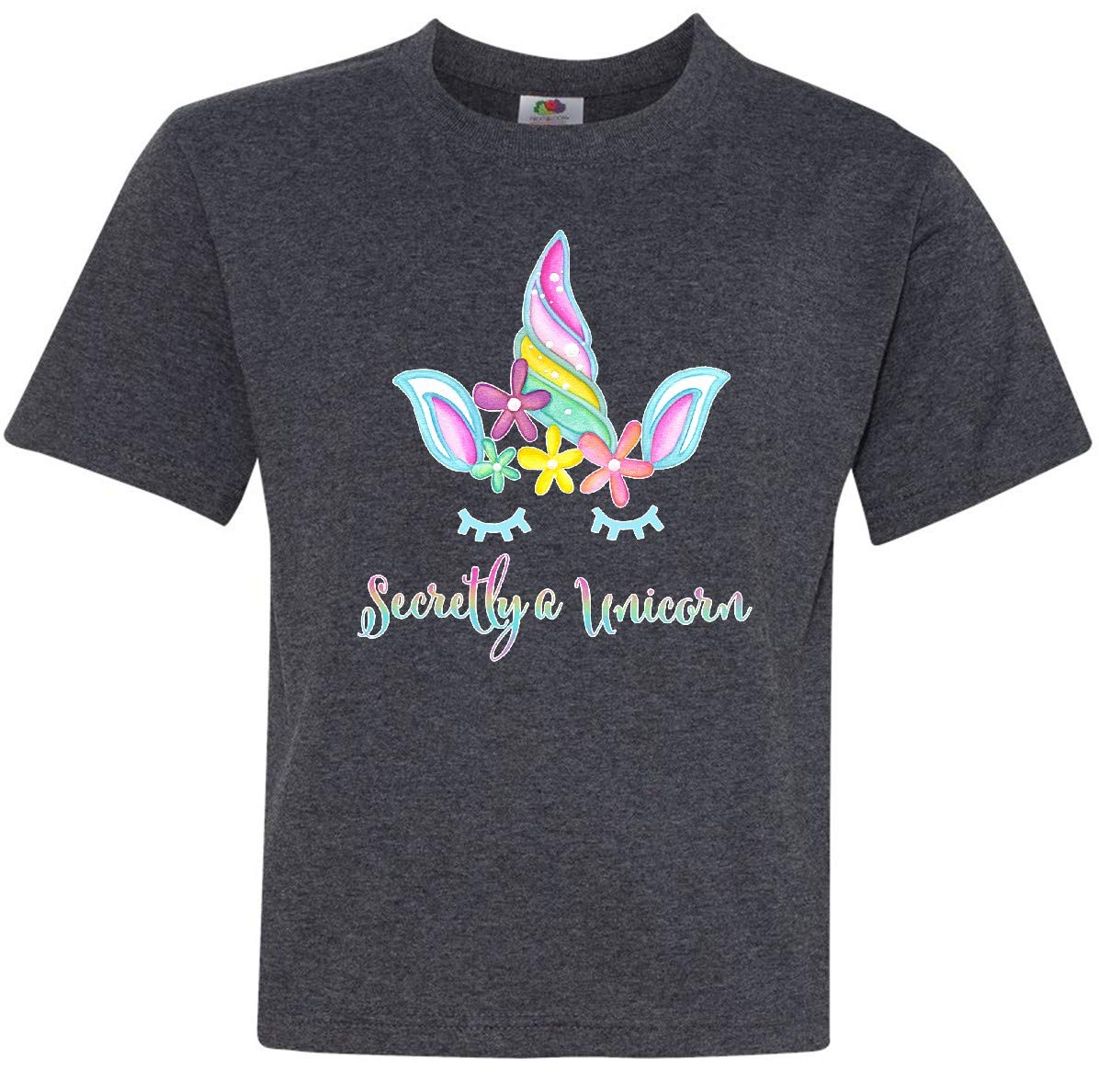Inktastic Secretly a Unicorn Flowers and Horn Youth T-Shirt - Cute Graphic Tee for Kids & Teens - Perfect for Birthday Gifts, School Wear & Unicorn Lovers
