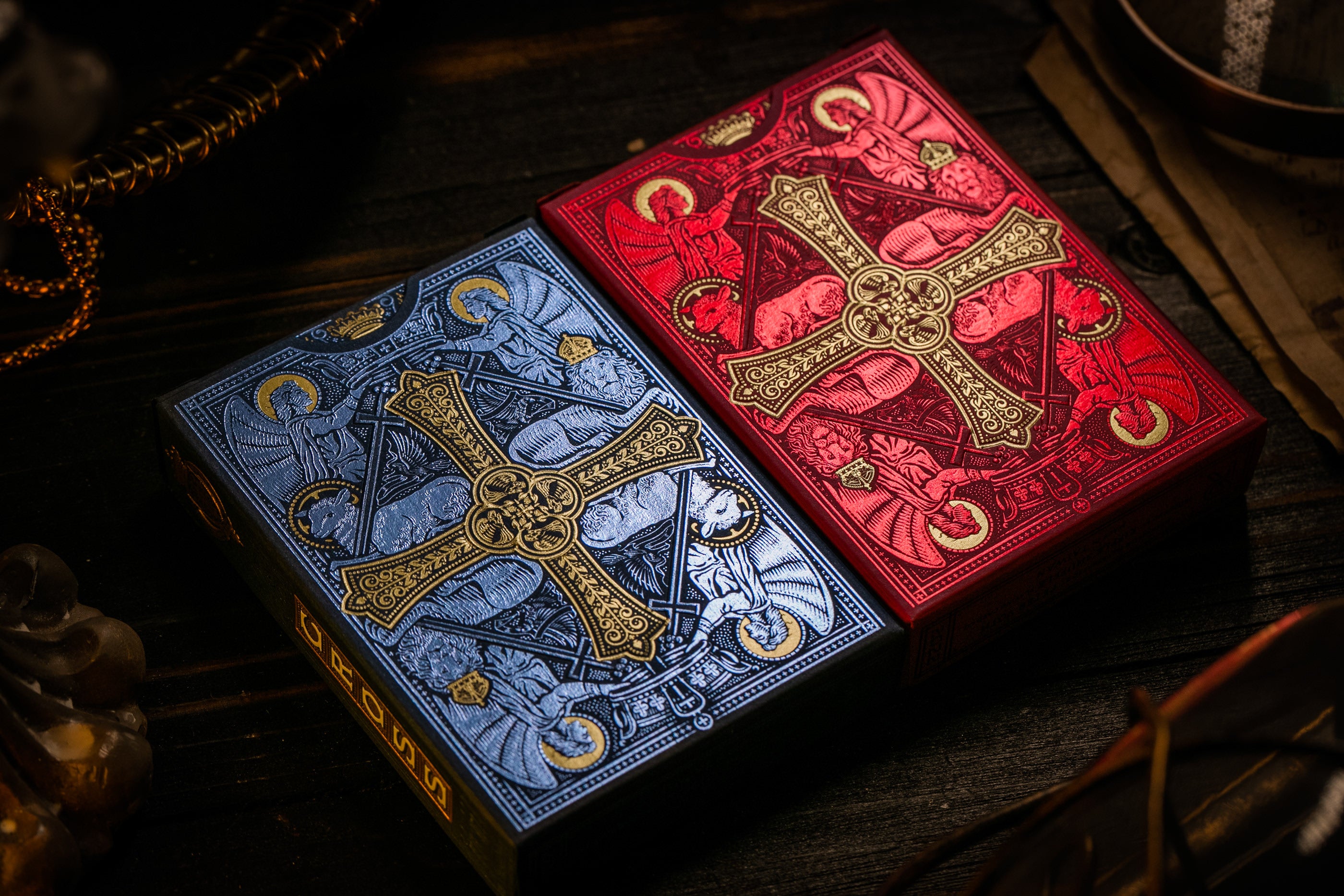 Gilded Cross Playing Cards - Red Maroon Martyrs Limited Edition (1 of 150) - Perfect for Collectors, Card Games, and Magic Tricks