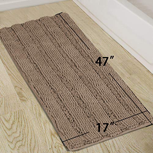 Turquoise Chenille Bathroom Runner - Extra Long Non-Slip Absorbent Shaggy Rug for Bathroom, Kitchen & Living Room - Soft Plush Bath Mat for Shower, Vanity & High Traffic Areas - 47