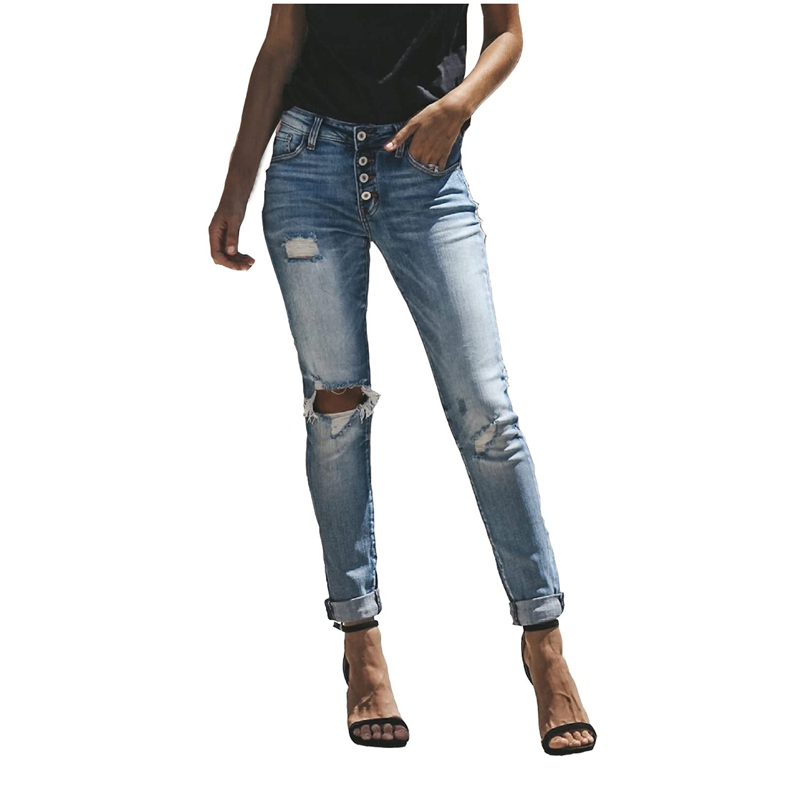 Women's Stretch Skinny Jeans Size 18 - High Waist Slim Fit with Button Closure & Functional Pockets | Perfect for Casual Wear, Office Outfits & Night Out