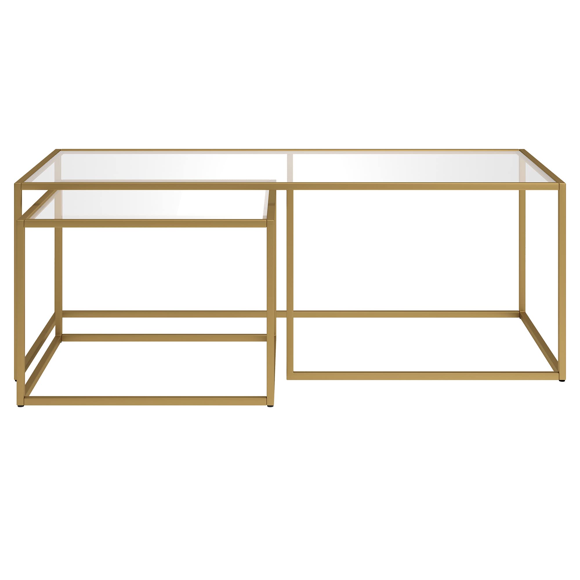 Henn&Hart Kennedy Rectangular Nested Coffee Table in Brass - 50