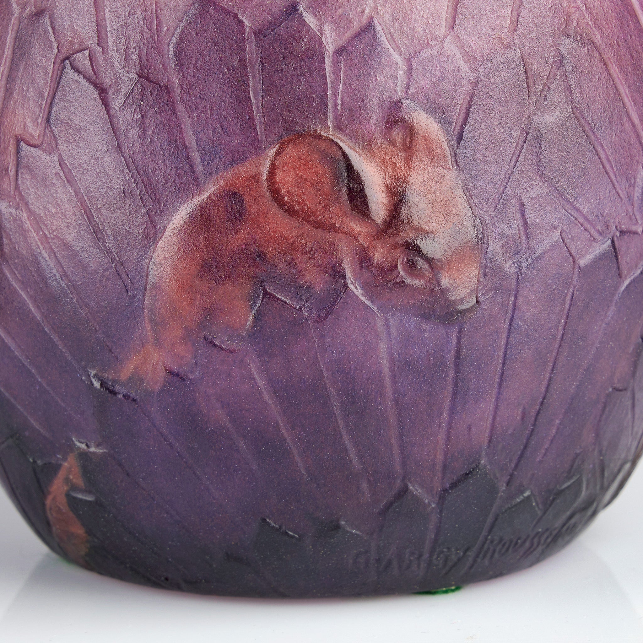 Gabriel Argy Rousseau Ecureuils Dans L'Herbe Pâte de Verre Glass Vase - Handcrafted French Art Glass Vase for Home Decor, Wedding Centerpiece & Luxury Gift