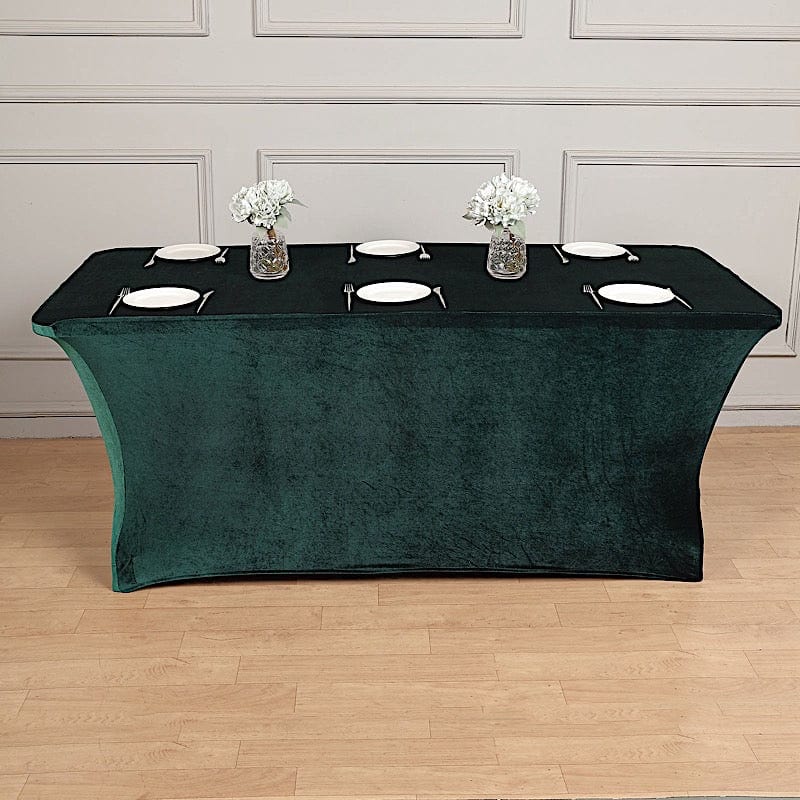 Premium 6 ft Fitted Velvet Tablecloth - Elegant Rectangular Table Cover for Dining Room, Wedding, Party & Special Events