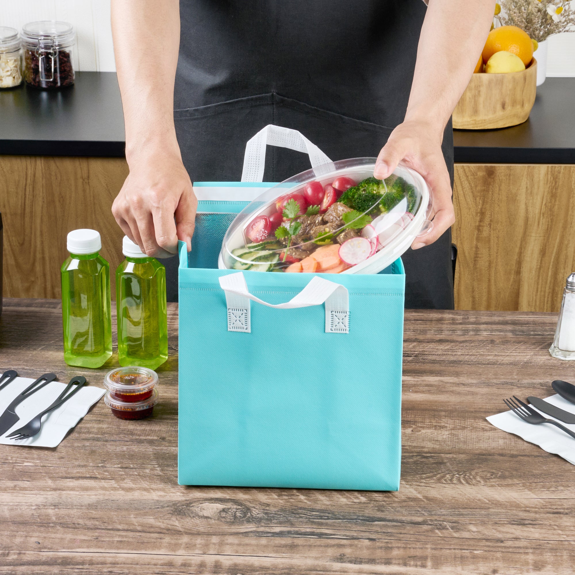 Premium Insulated Take Out Bags - Tamper Evident Food Delivery Bags (9.5