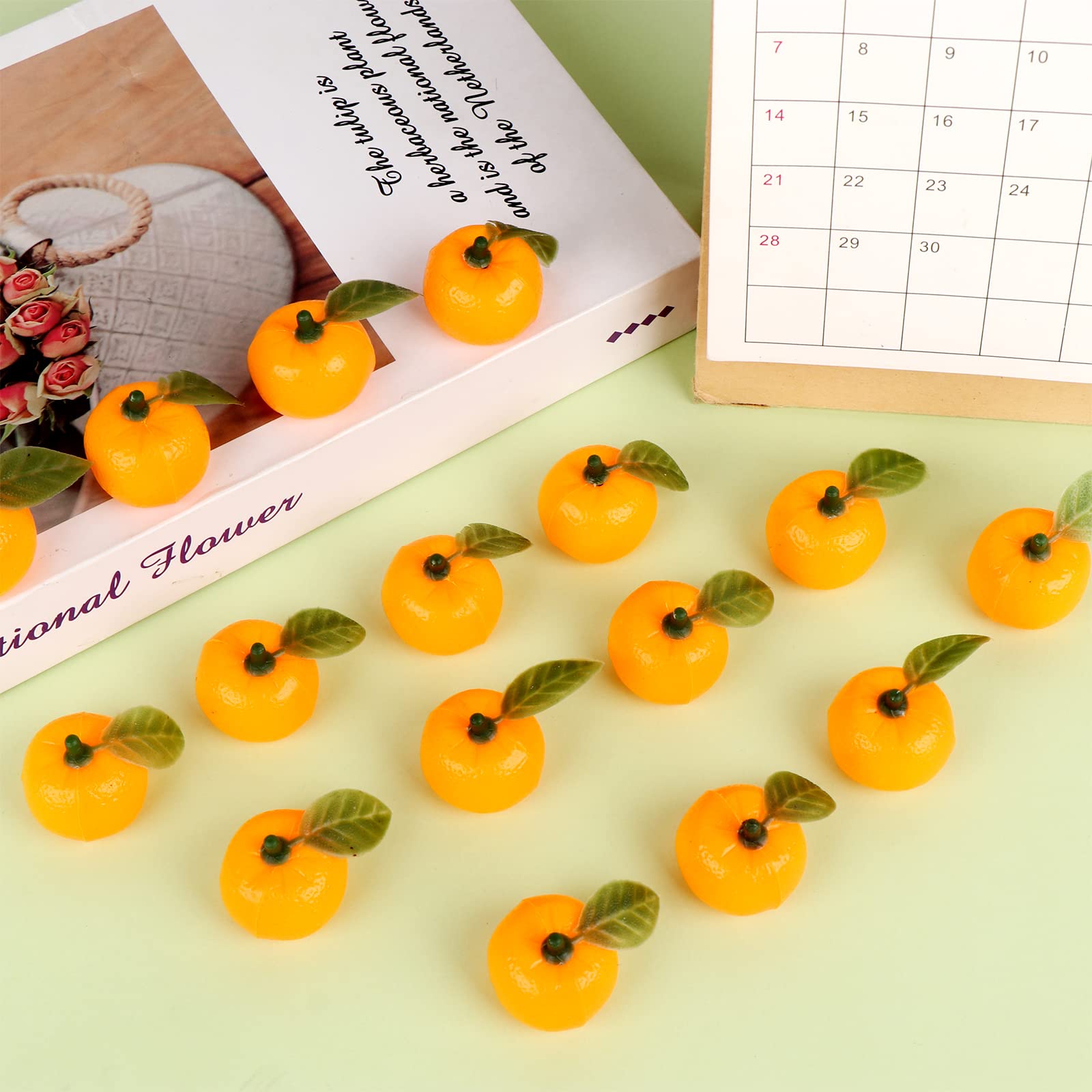 50PCS Mini Artificial Orange Decorations - 1 Inch Lifelike Fake Oranges for Baby Showers, Birthday Parties, Table Centerpieces & Home Decor - Neutral Tangerine Mandarin Theme Party Supplies