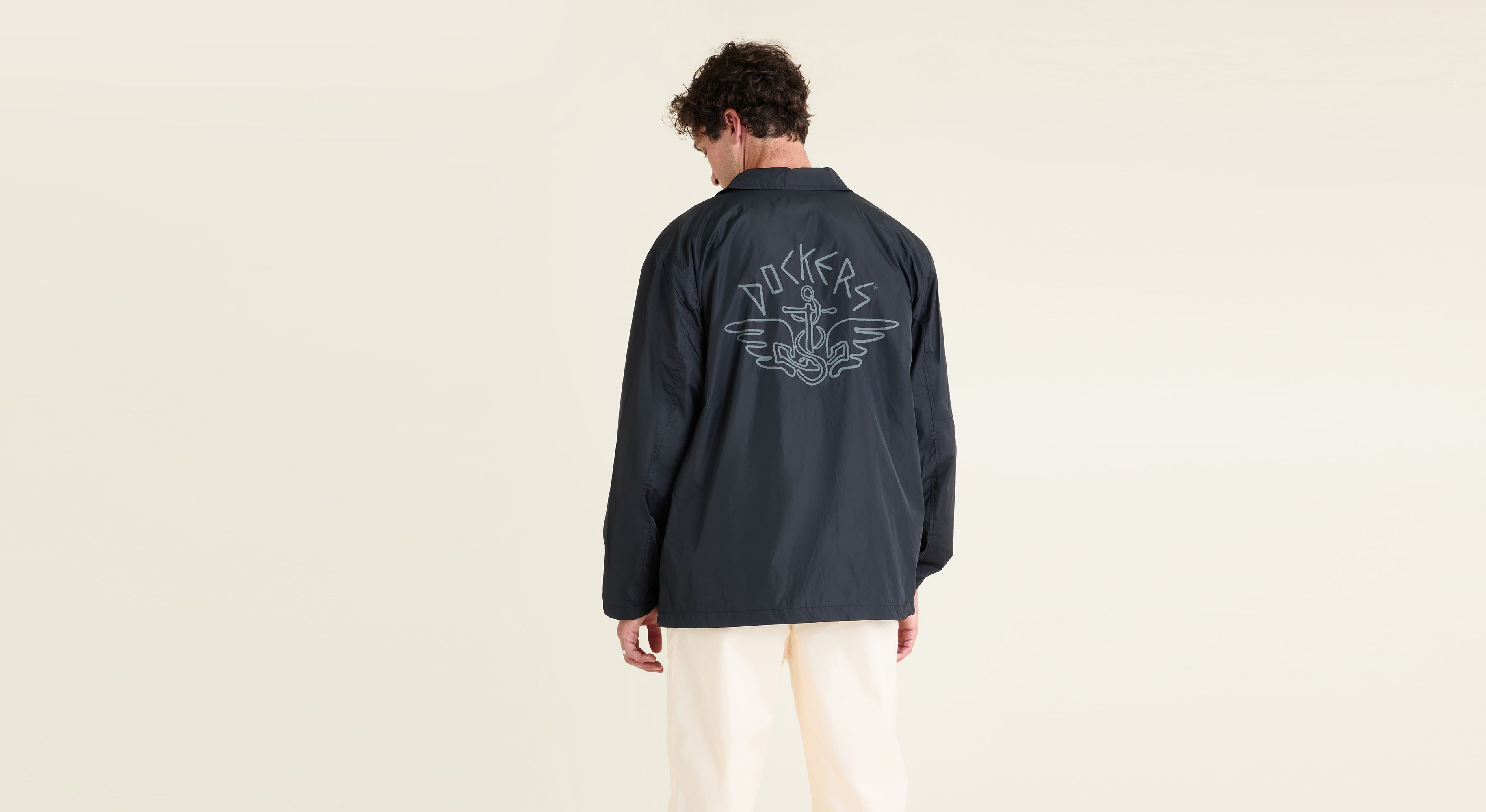 Dandois x Dockers® Men's Lightweight Coaches Jacket - Water-Resistant Windbreaker for Outdoor Sports & Casual Wear