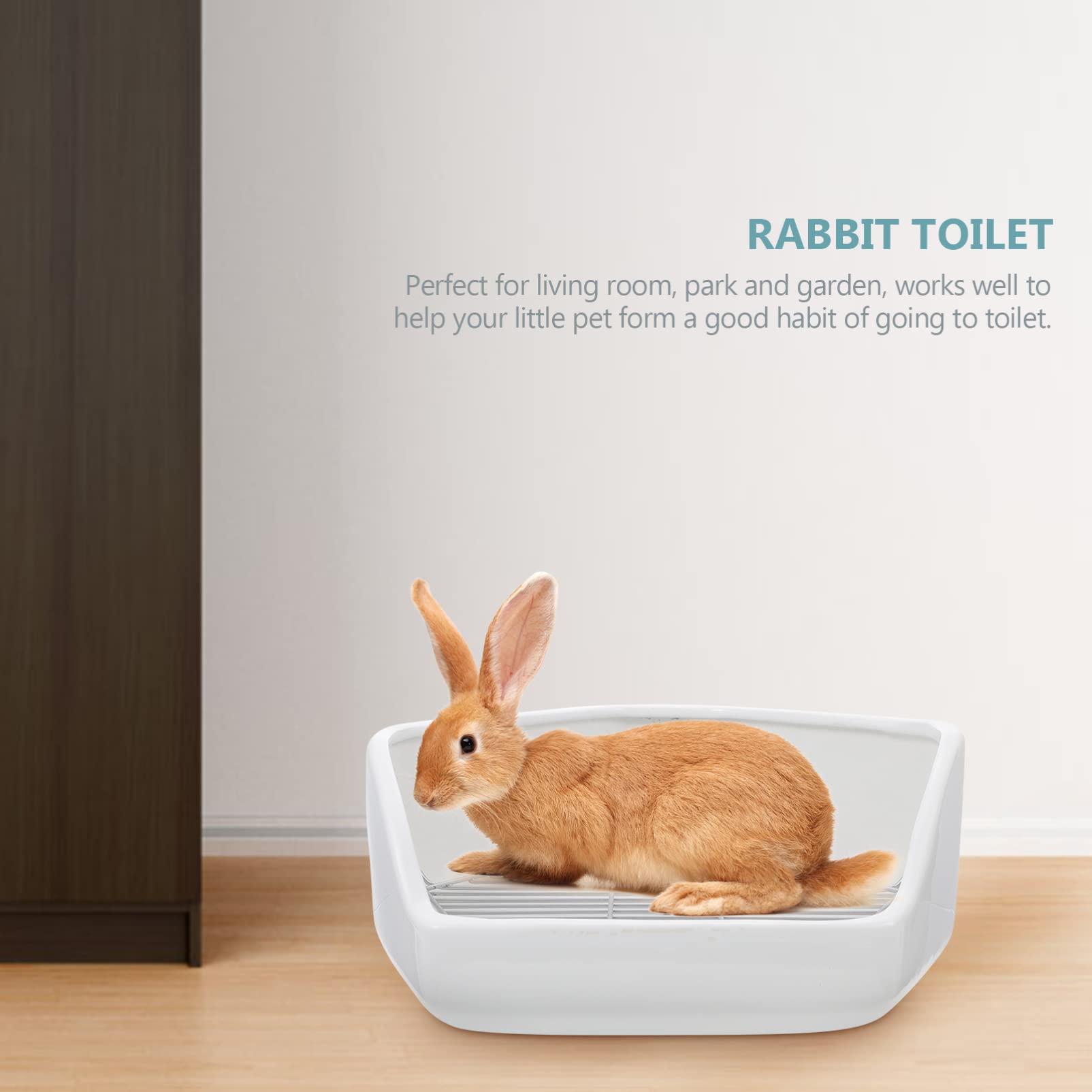 Ceramic Rabbit Litter Box - Corner Small Animal Toilet for Bunnies, Hamsters, Guinea Pigs & Chinchillas | White Pet Potty Trainer with Litter Tray | Perfect for Cage & Indoor Use