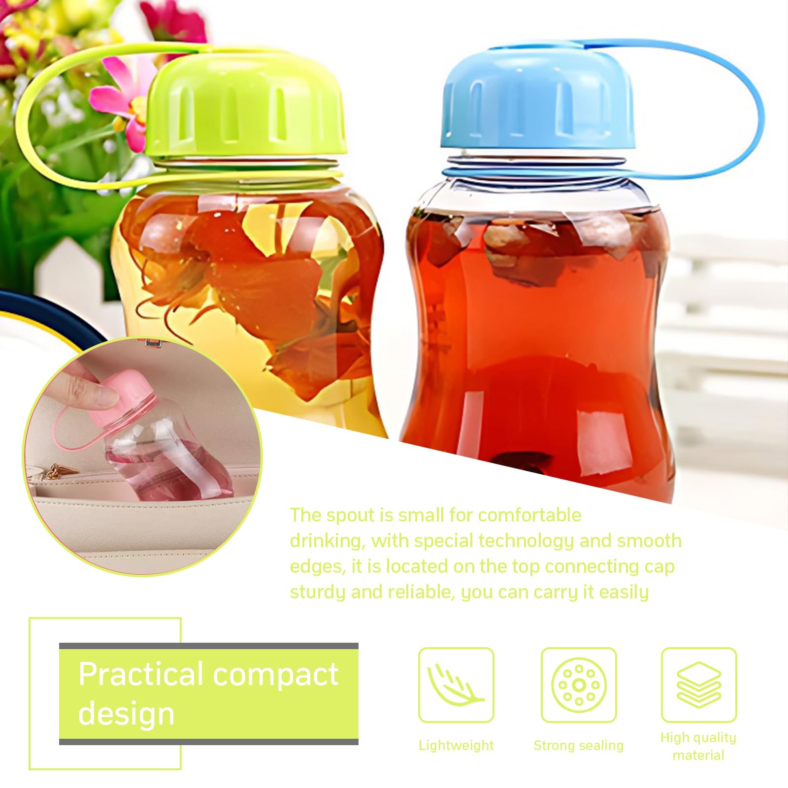 Cailiya 3-Pack Sports Water Bottle with Rope, Portable Plastic Cup & Mini Hand Mug - Ideal for Outdoor Hiking, Camping, Travel, Gym, and Daily Hydration - Leakproof & Lightweight Design for Active Lifestyles