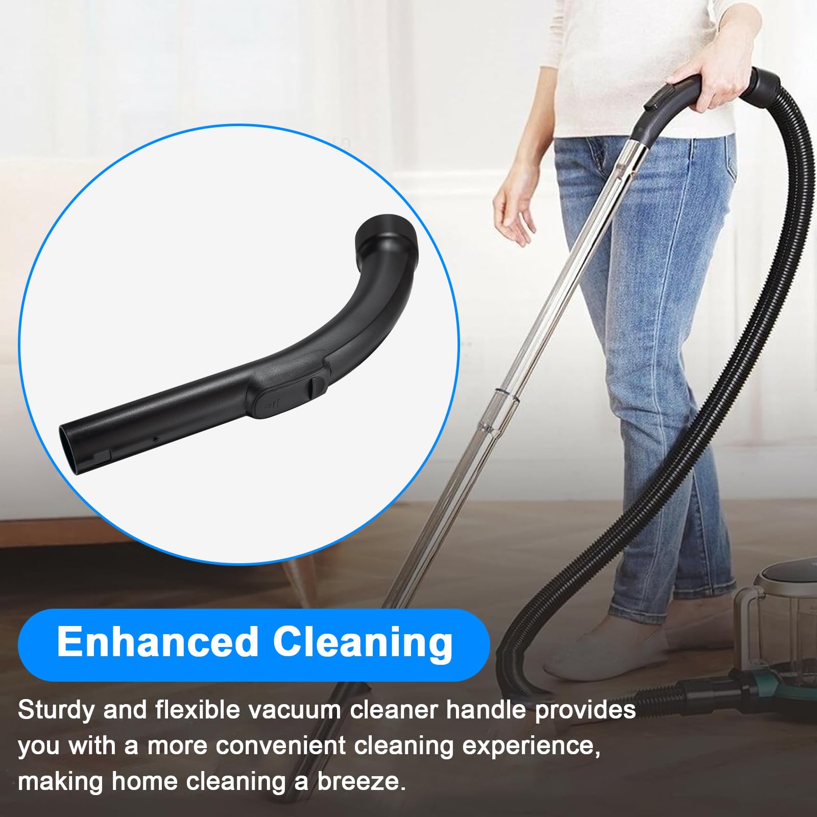 Miele Vacuum Hose Replacement - Compatible with S2110, S501, S524, C1, C2, C3, S4, S5 Models (Part #9442601, 5269091, 5269090, 9442600) - Durable Bent End Plastic Hose for Easy Cleaning in Tight Spaces & Under Furniture
