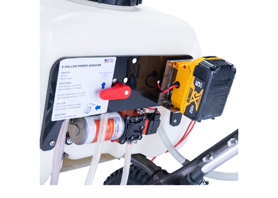Earthway 90309 8 Gallon Battery Operated 12V Push Sprayer with Hose - Ideal for Lawn Care, Garden Spraying & Pest Control