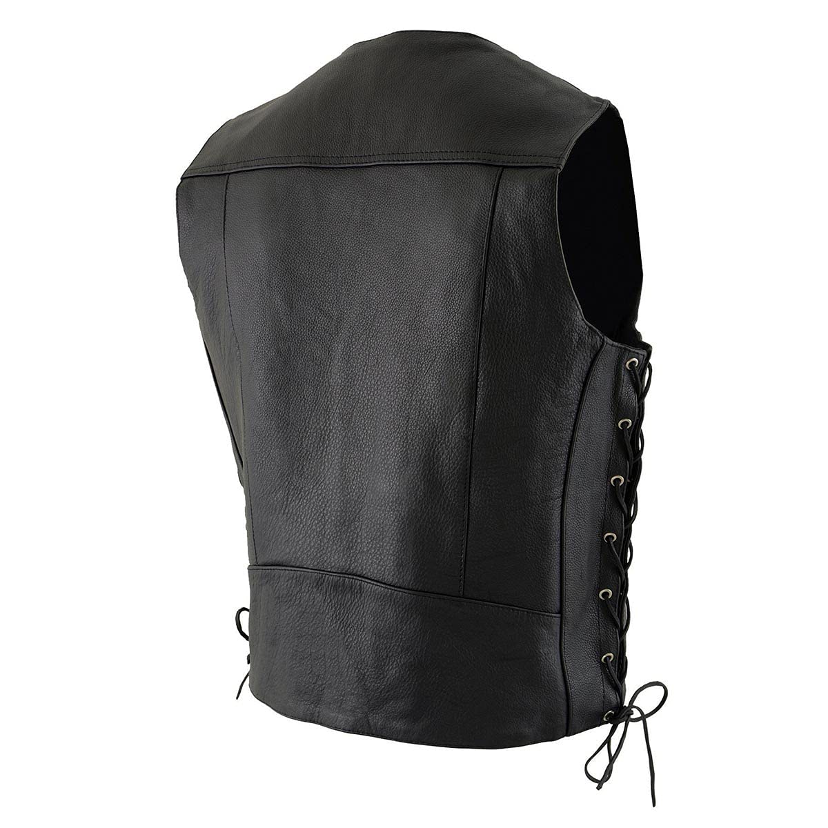 Milwaukee Men's 1.4mm Genuine Cowhide Leather Lace-Up Vest - Stylish Biker Jacket for Motorcycle Riding, Casual Outfits & Outdoor Adventures