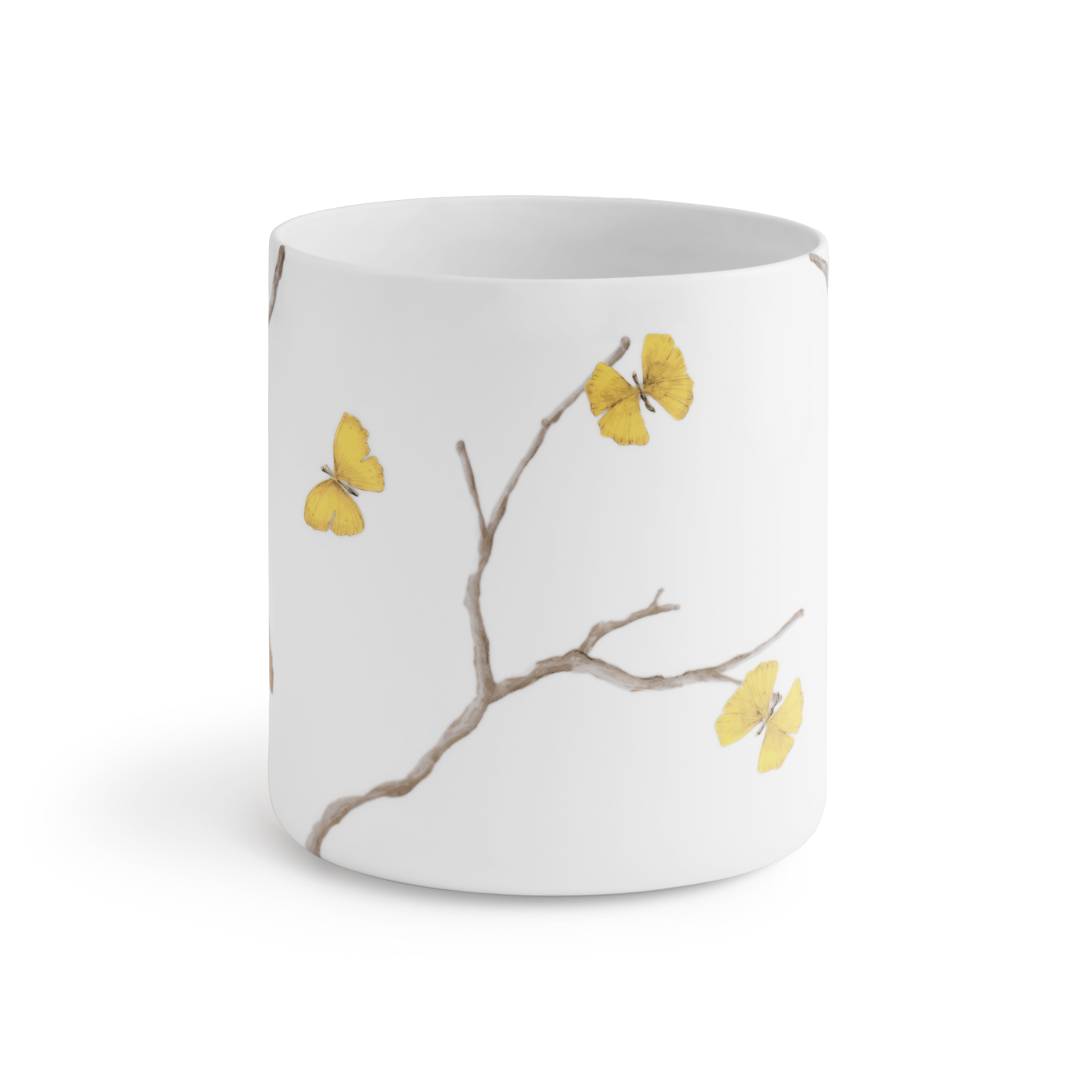 Butterfly Ginkgo Porcelain Bathroom Set - Elegant Soap Dish, Toothbrush Holder & Tumbler for Spa-Like Luxury at Home