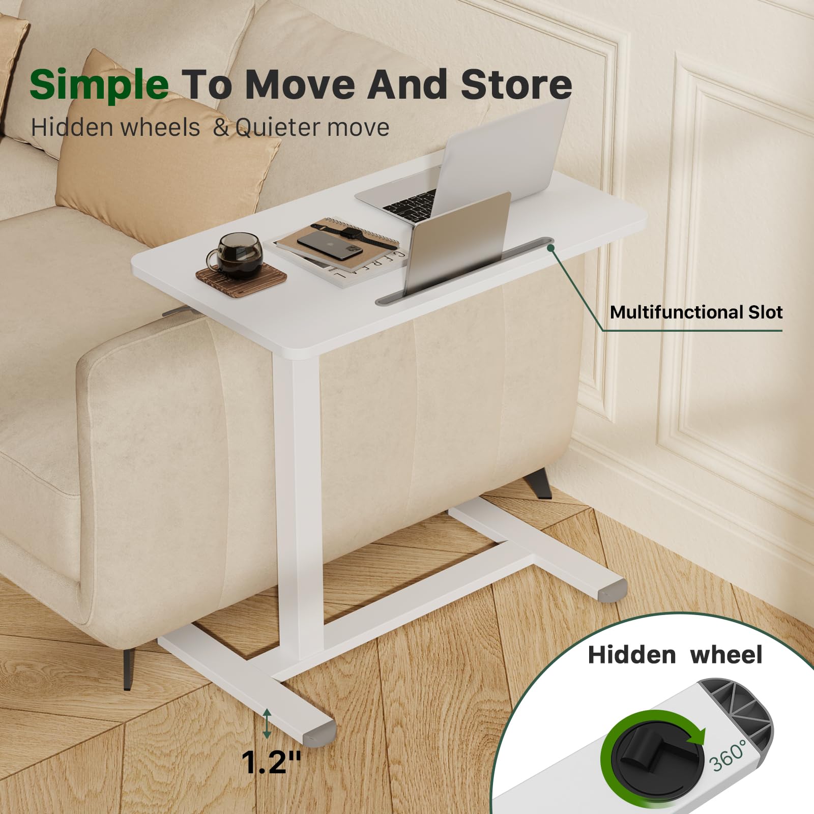 Adjustable Mobile Standing Desk with Wheels - 27.5