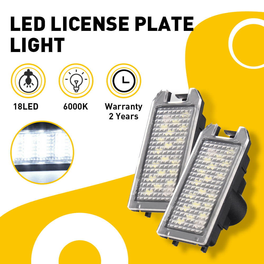 Bright LED License Plate Light Assembly - 18 SMD LEDs for Fiat 500, Dodge Viper, Jeep Grand Cherokee & Maserati Levante - Waterproof Tag Light for Night Driving & Enhanced Visibility