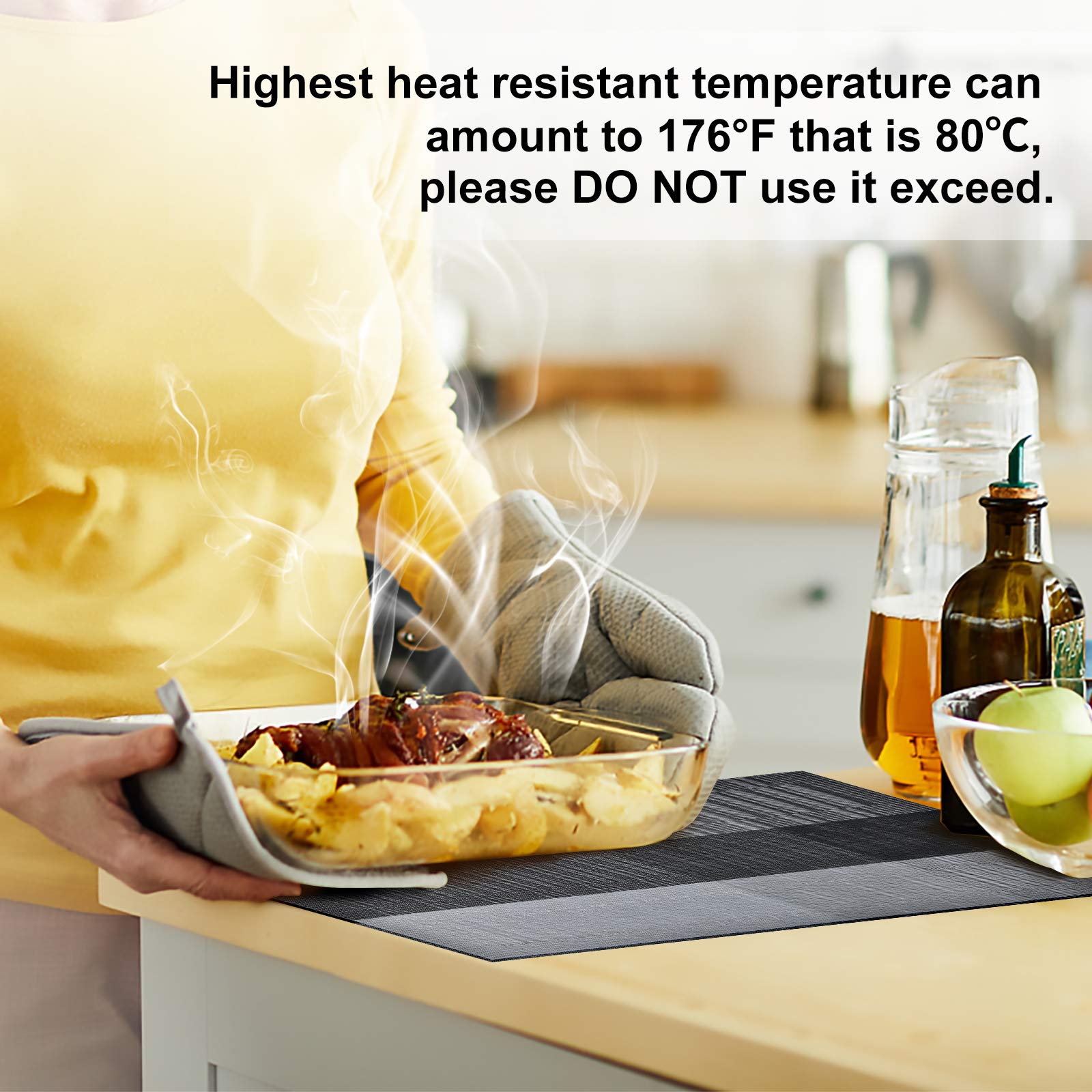 Aofmee Heat Resistant PVC Placemats Set of 6 - Non-Slip, Stain Resistant & Washable Vinyl Table Mats for Dining & Kitchen - Perfect for Everyday Meals, Dinner Parties & Holiday Gatherings