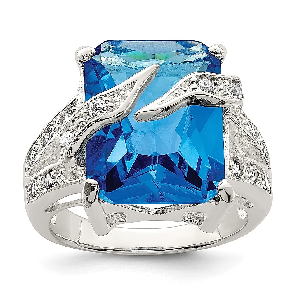 925 Sterling Silver Blue & Clear Cubic Zirconia CZ Band Ring for Women - Elegant Stackable Jewelry Gift for Her - Perfect for Anniversaries, Birthdays & Everyday Wear