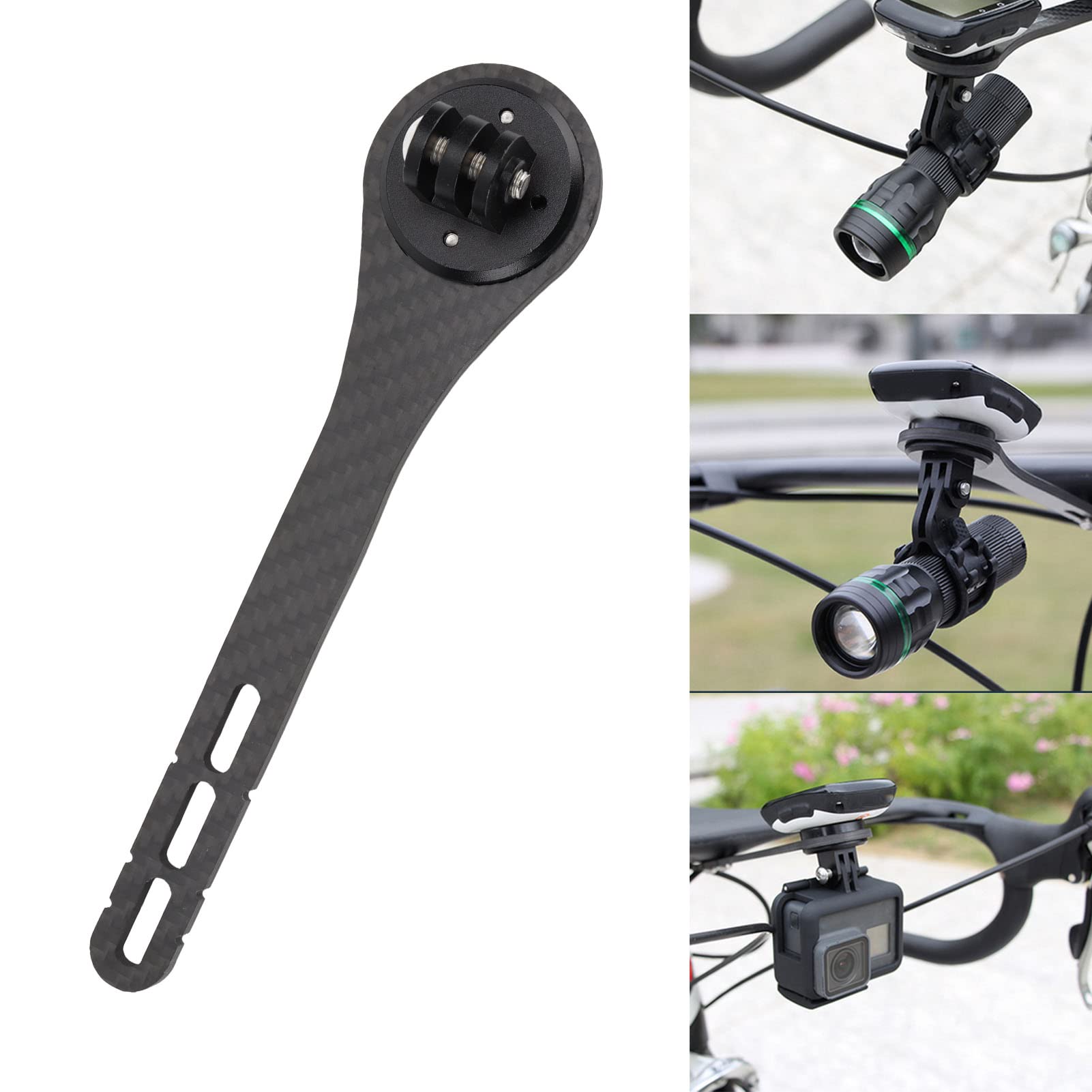 Carbon Fiber Bike Computer Mount - Extended Out Front Handlebar Mount for Garmin, Wahoo & Cycling GPS - Perfect for Road Bikes & Mountain Biking Adventures
