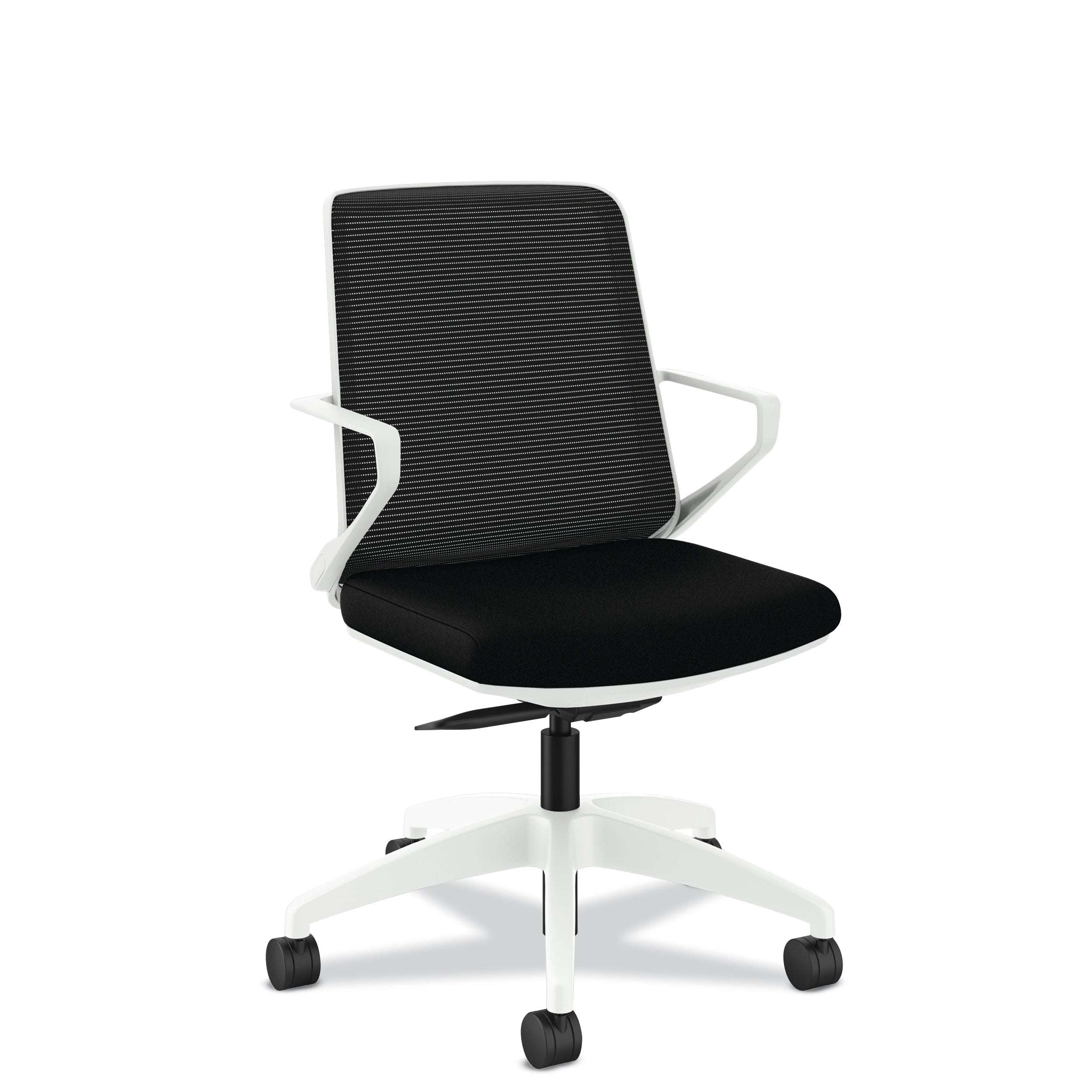 Ergonomic Cliq Office Chair with Synchro Tilt - Basalt Fabric & White Designer Frame - Perfect for Home Office, Gaming & Workspaces