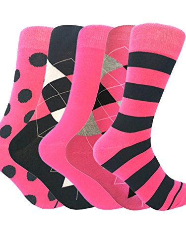 Bright Pink/Black/Light Heather Grey 5 Pairs