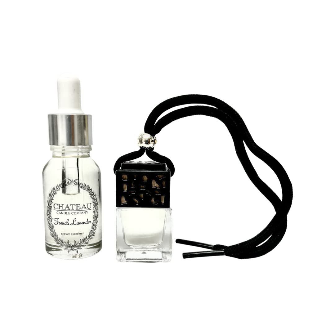 French Lavender Luxury Car Scent Freshener Diffuser with Refill Dropper - Car Perfume & Auto Odor Eliminator - Refillable Hanging Car Freshener for Long-Lasting Freshness in Vehicles