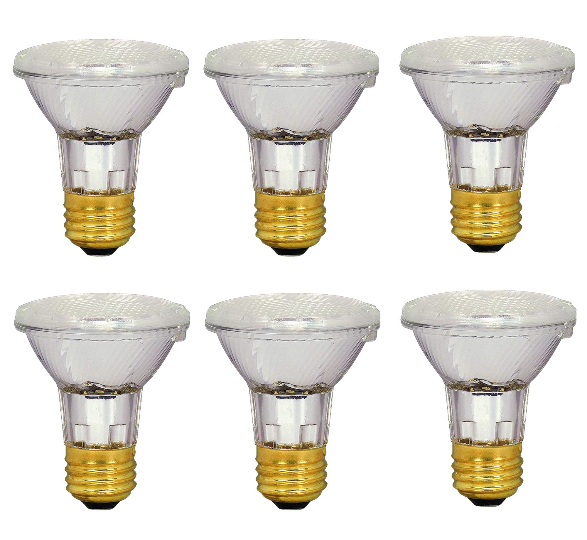 39W Dimmable PAR20 Halogen Flood Light Bulbs - 530 Lumens, 34° Beam Angle, Clear Light for Indoor/Outdoor Use - Perfect for Accent Lighting, Landscape Illumination, and Retail Display (6-Pack)
