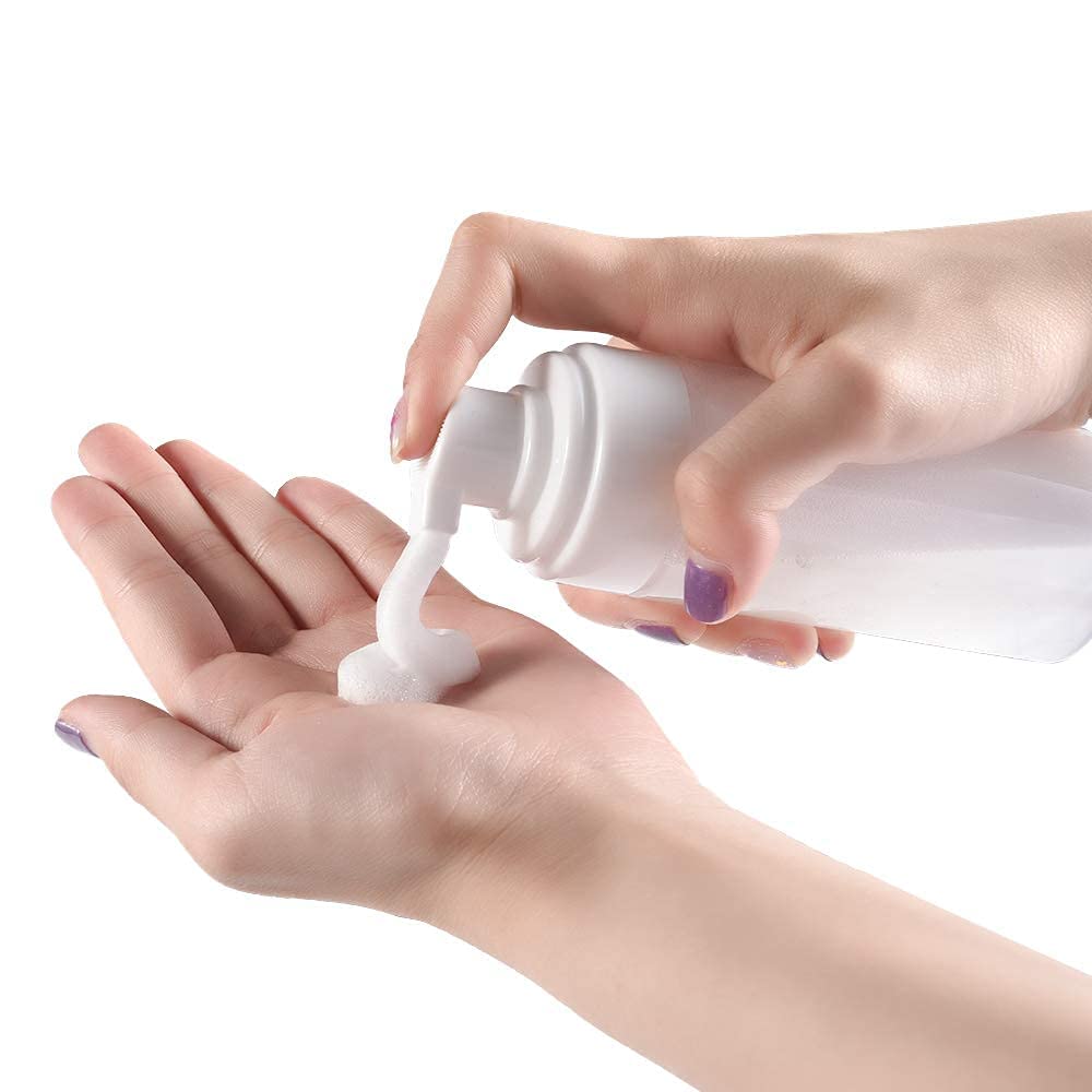 HARRODS 100ml Plastic Unbreakable Refillable Foam Pump Bottle - Travel Size for Hand Soap, Shampoo, Body Wash - Perfect for Toiletries, Cosmetics & Cleaning Supplies - Ideal for Home, Travel & Hotel Use (Pack of 2)