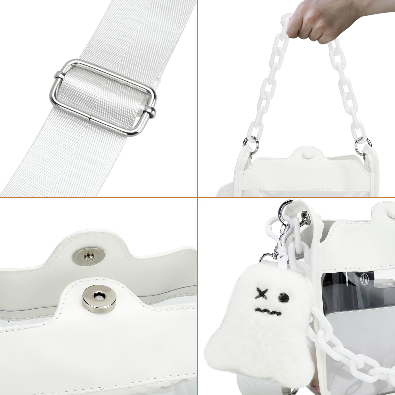 DOB SECHS Clear Crossbody Purse - Transparent Messenger Bag for Concerts, Stadiums & Sporting Events - Waterproof & Lightweight for Music Festivals, Theme Parks & Security Checkpoints
