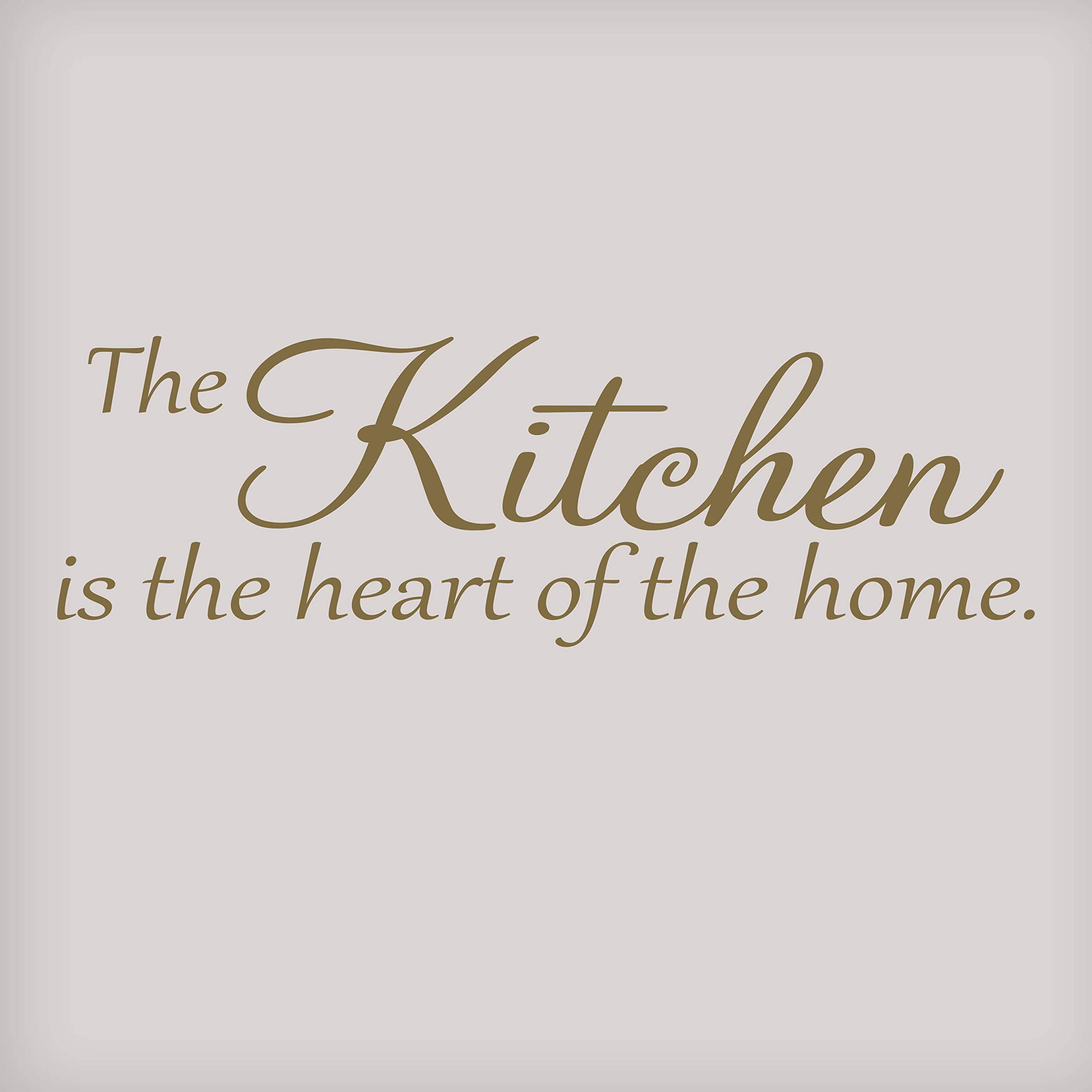 Vinyl Wall Decal Sticker - 'The Kitchen is The Heart of The Home' Quote | Kitchen Wall Art Decor | 33x10.5 Inches in Gold | Perfect for Home, Apartment, Dorm & Office Decoration