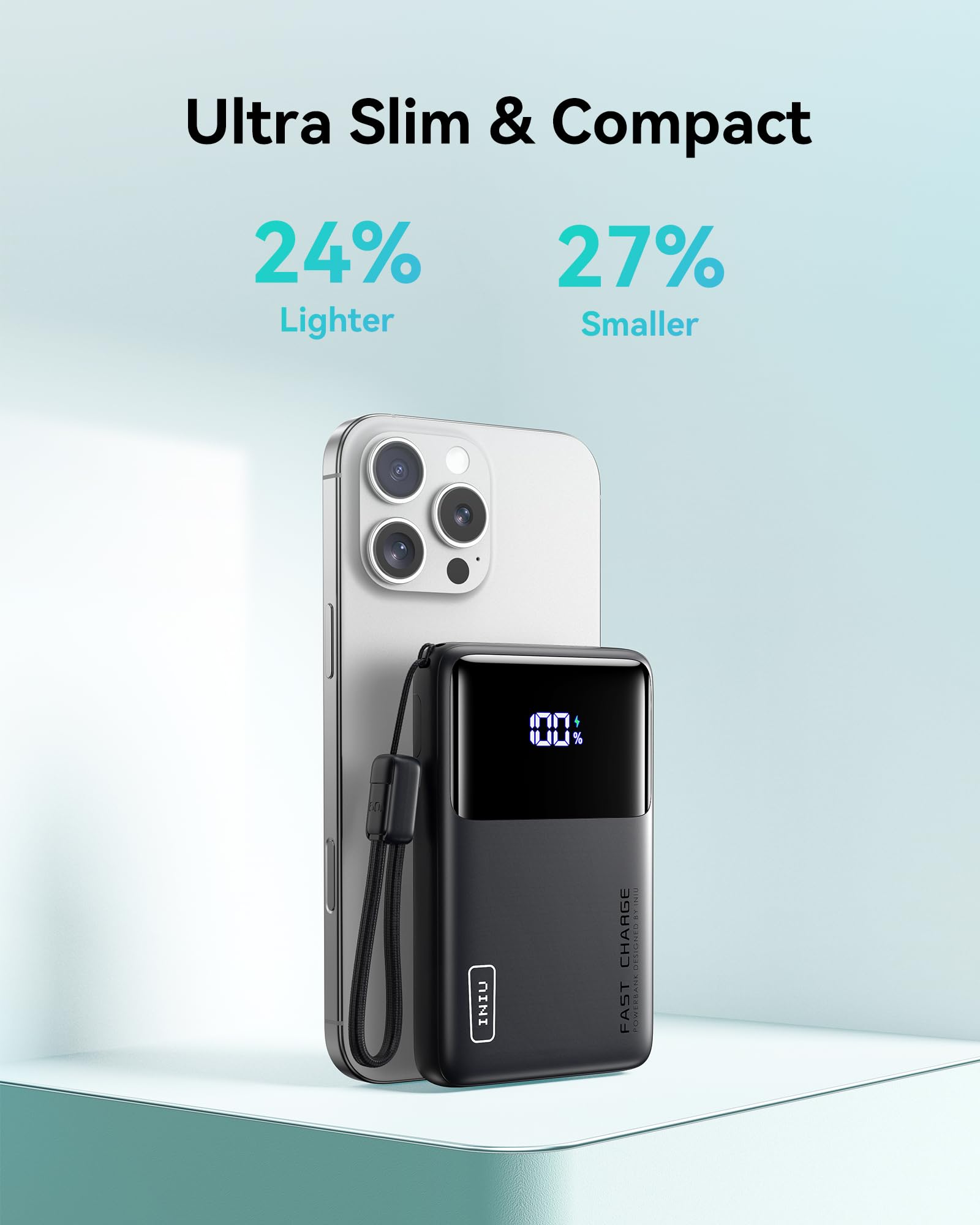 INIU 10000mAh 45W PD Fast Charging Power Bank - Ultra Slim Portable Charger with USB C Input/Output - Compatible with iPhone 16/15/14/13, Samsung Galaxy S22/S21, Google Pixel, iPad - Perfect for Travel, Camping & Emergency Power Backup