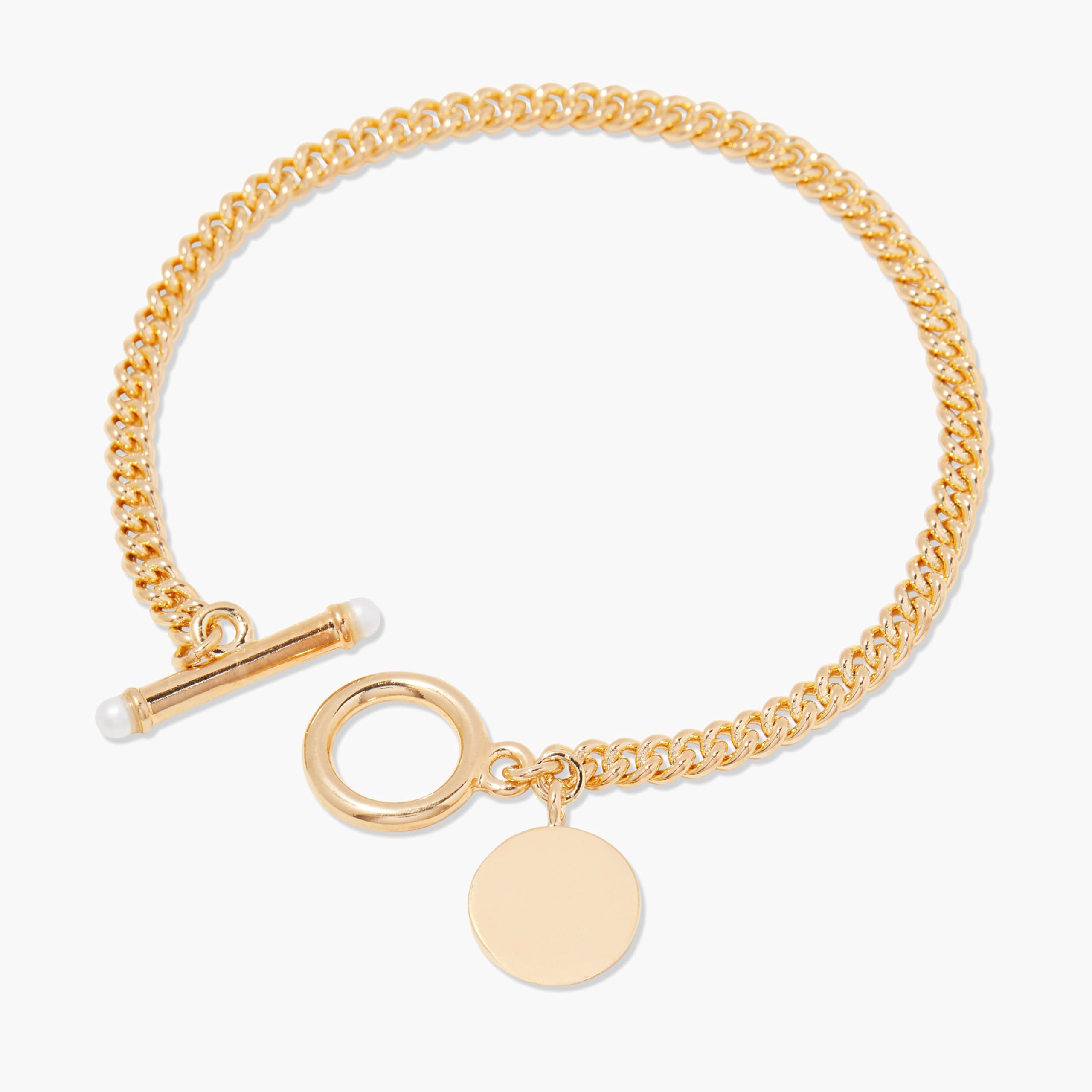 Custom Engraved Gold Toggle Bracelet for Women - Personalized Monogram Initial Jewelry Gift (7