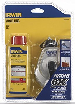 Irwin Strait-Line Mach6 Chalk Reel Set - 100' Chalk Line with 4 oz. Red Chalk for Construction, Carpentry, and DIY Projects - 586-2031316Ds