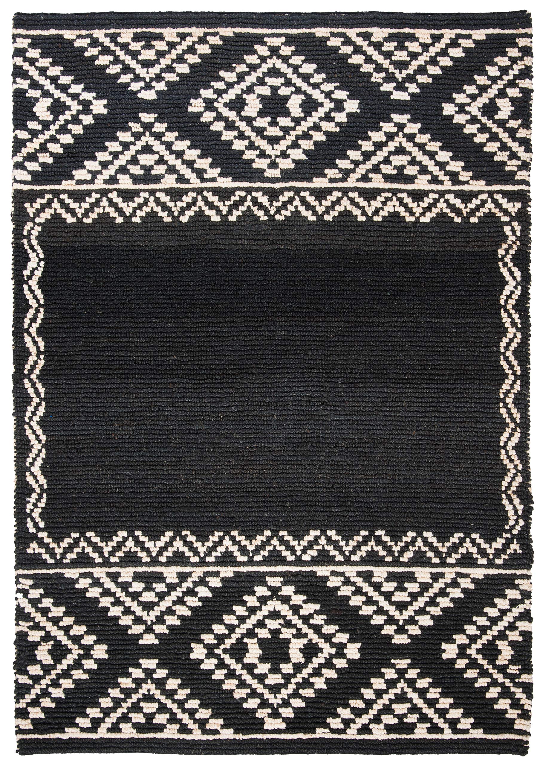 SAFAVIEH Handmade Boho Moroccan Jute Accent Rug - 3' x 5', Black, Natural Fiber Collection, Durable for High Traffic Areas | Perfect for Entryway, Living Room, Bedroom & Boho Home Decor (NF552Z)