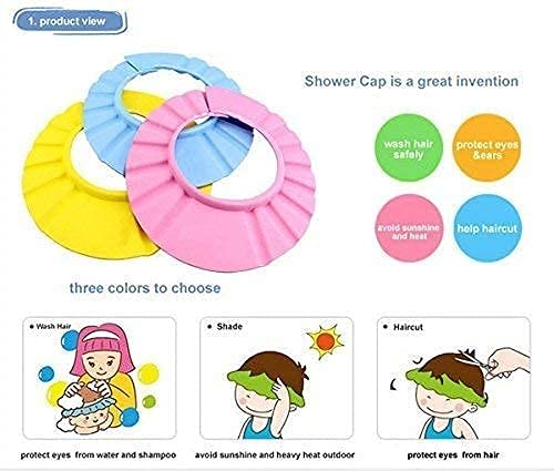 Adjustable Baby Shower Cap - Soft Safe Bath Hair Wash Protector for Infants & Toddlers - Multi Color Ear & Eye Protection - Perfect for Bath Time, Swimming & Sensitive Skin Care