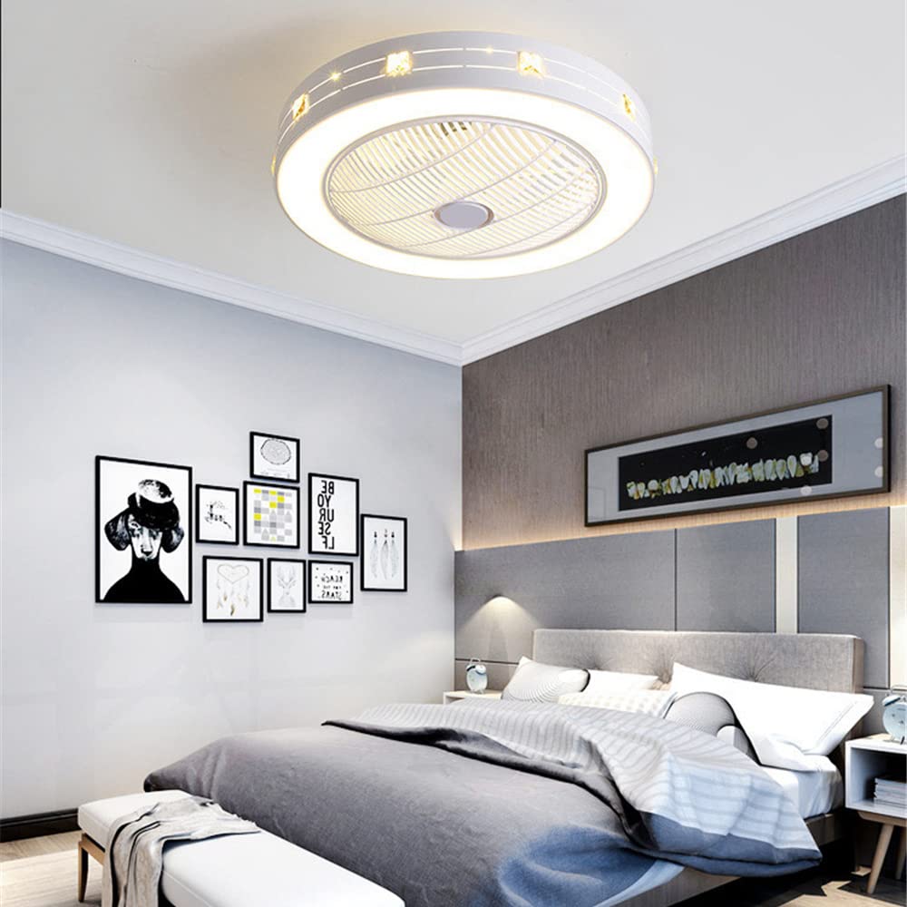 Modern LED Ceiling Fan with Lights - Remote Control, 3 Color Temperatures & Dimming - 3-Speed Low Profile Enclosed Fan for Living Room, Bedroom - Perfect for Home Cooling and Stylish Lighting