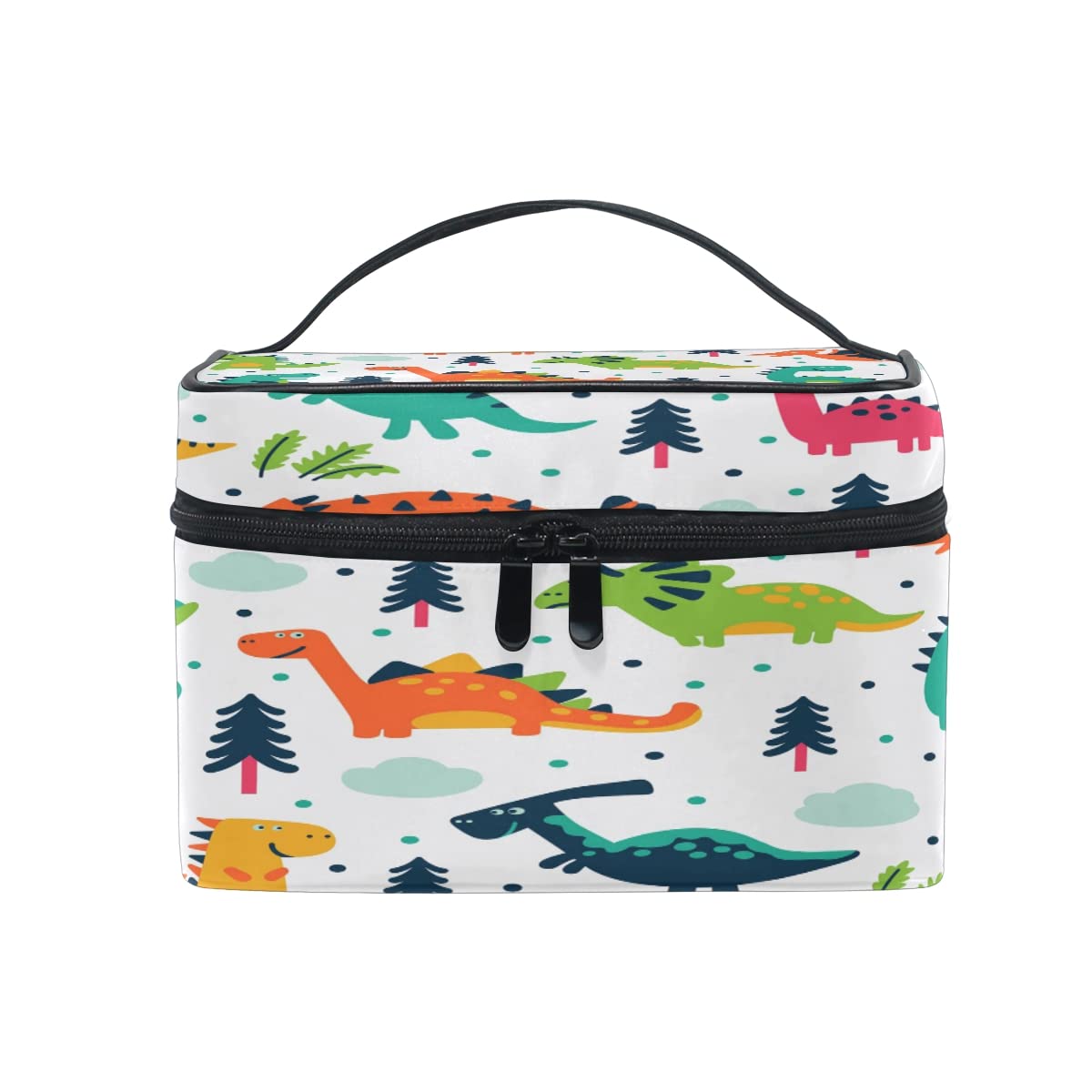 Dinosaur Print Travel Makeup Bag - Large Cosmetic Organizer with Zipper, Portable Toiletry Case for Women & Girls | Perfect for Vacation, Gym, School & Daily Use