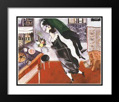 Marc Chagall Framed Art Print - 'Birthday' 20x23 Inches with Double Matting - Perfect for Home Decor, Office Wall Art & Gift Giving