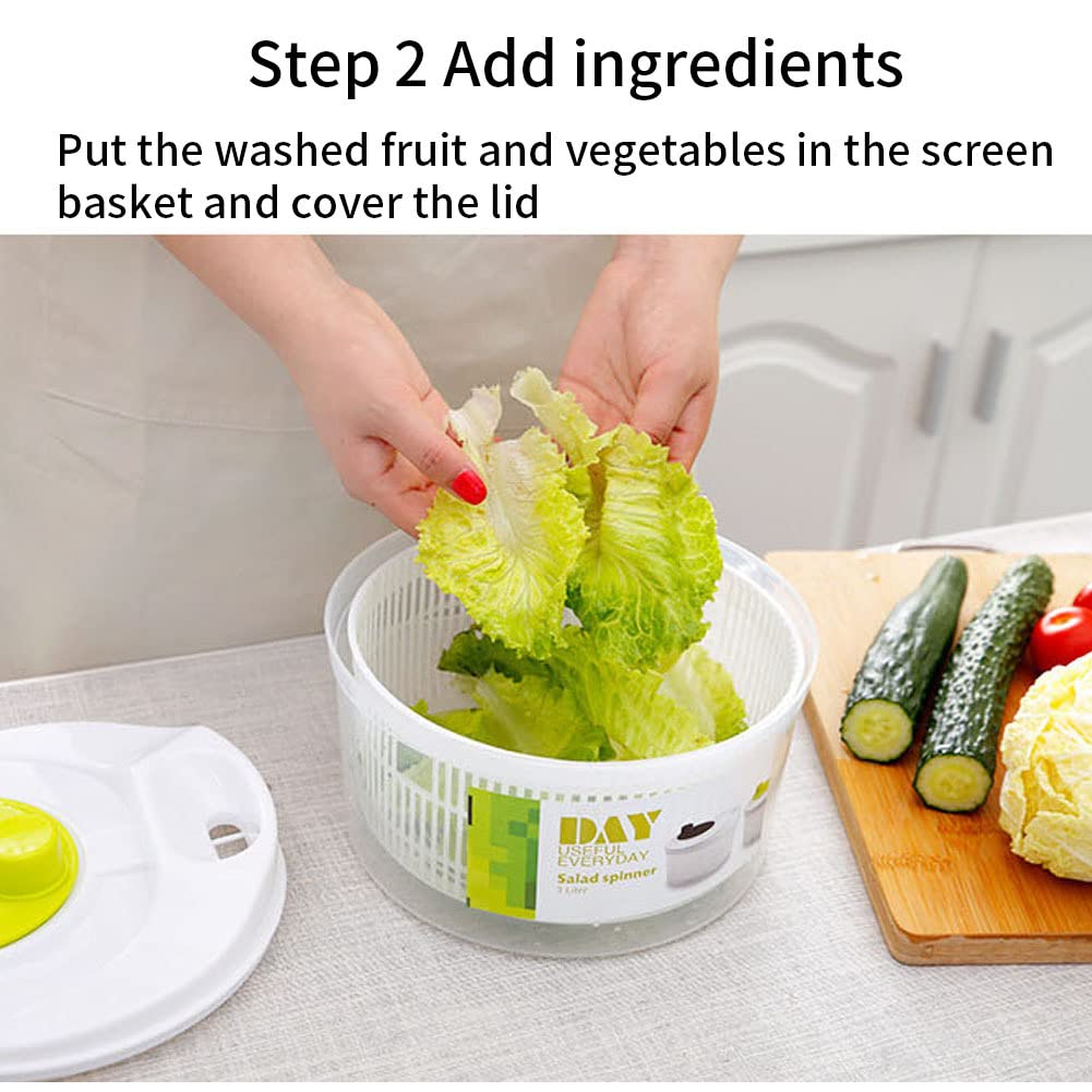 Youding Salad Spinner - Large Capacity Double-Layer Vegetable & Fruit Dryer with Easy Drain System | Perfect for Kitchen, Meal Prep & Healthy Eating | Compact Storage Space Saver