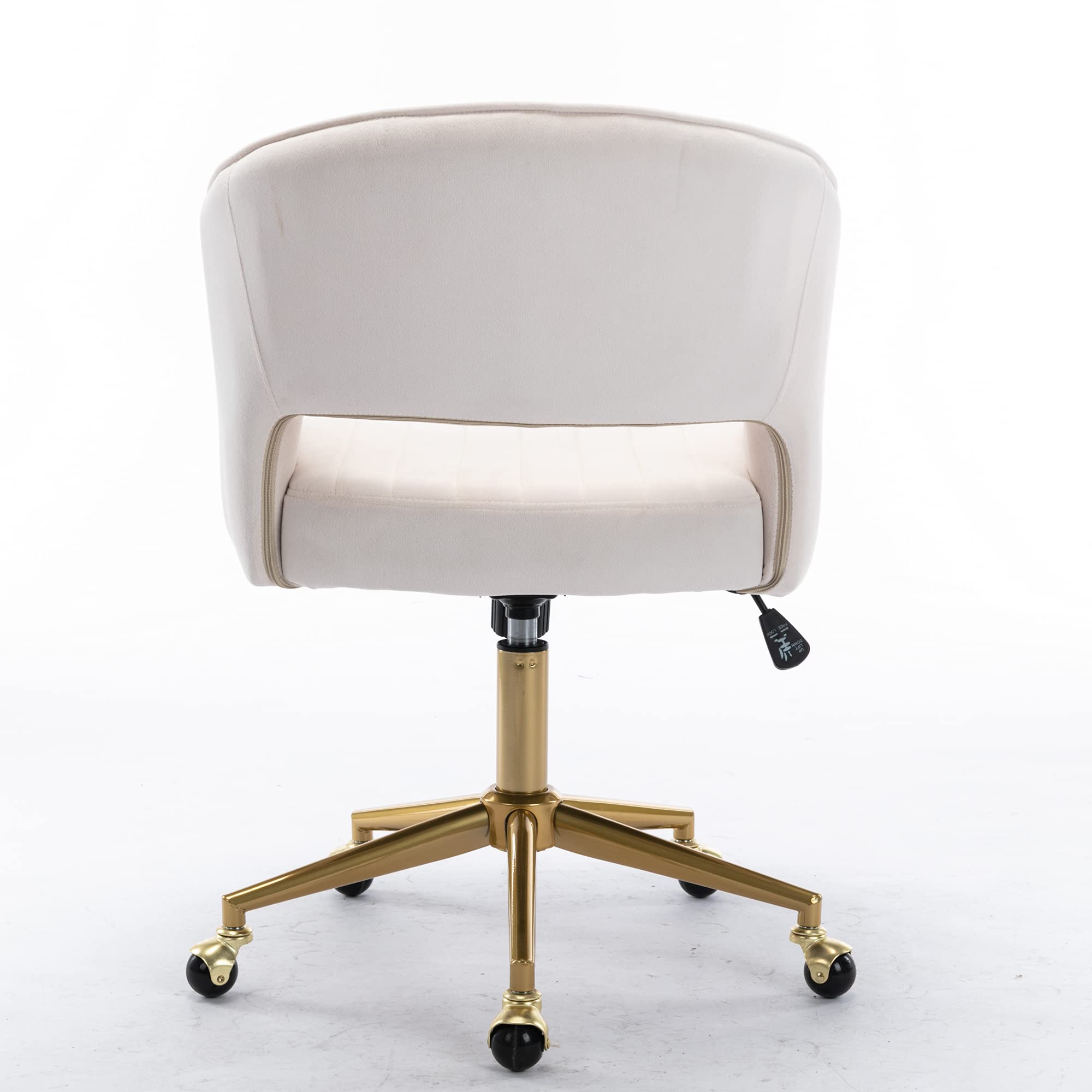 Velvet Ergonomic Office Chair - Adjustable Swivel Task Chair with Arms, Wheels & Metal Base - Comfortable Upholstered Computer Desk Chair for Home Office, Gaming & Makeup Station - Beige Velvet Decorative Chair (Perfect for Small Spaces & Work From Home)
